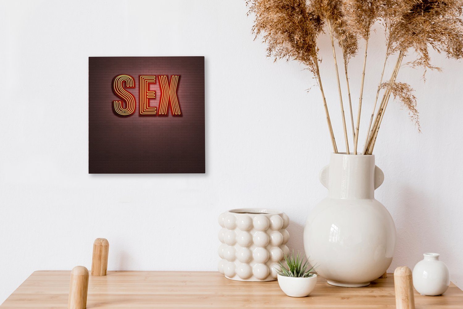 für (1 OneMillionCanvasses® St), Leinwandbild mit Bilder Neonschild Sex, Wohnzimmer Leinwand dem Schlafzimmer Wort