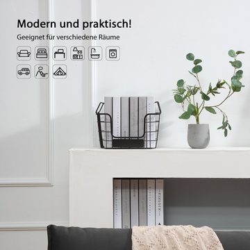 HomeGuru Aufbewahrungskorb Aufbewahrungskorb aus Metall, Allzweckkorb für Küche oder Badezimmer, stapelbar, 2-er Set