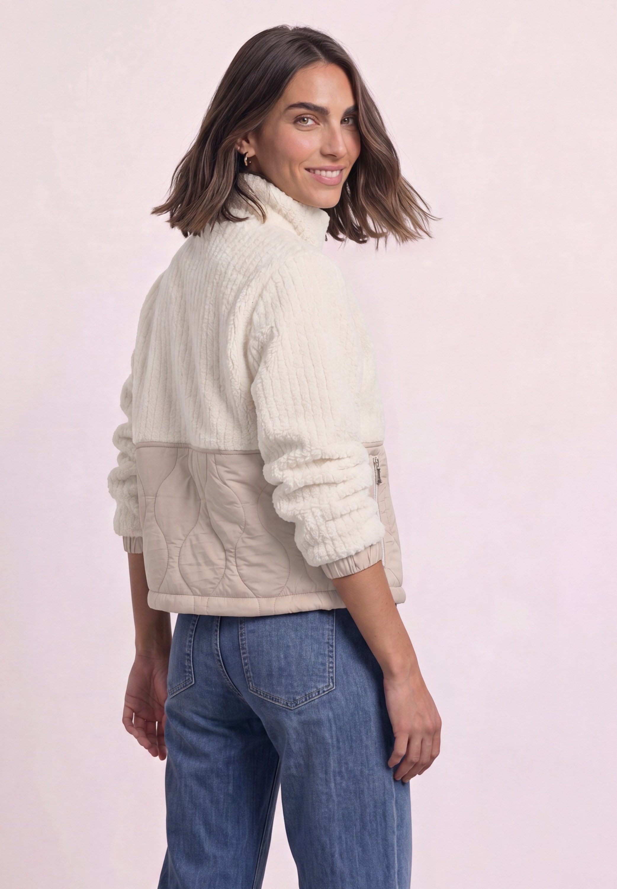STREET ONE Fellimitatjacke mit Tunnelzugsaum