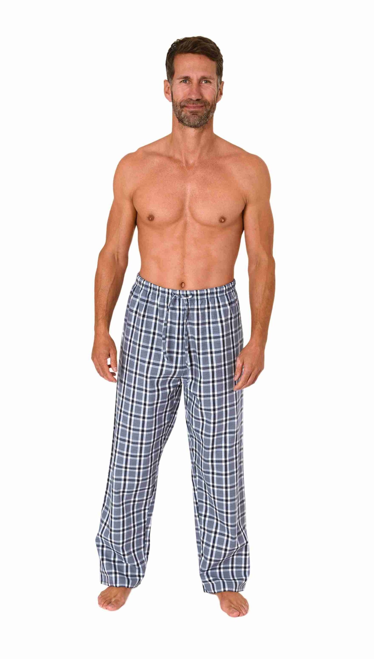 Normann Pyjama Herren Schlafanzug Hose lang kariert aus Baumwolle günstig online kaufen