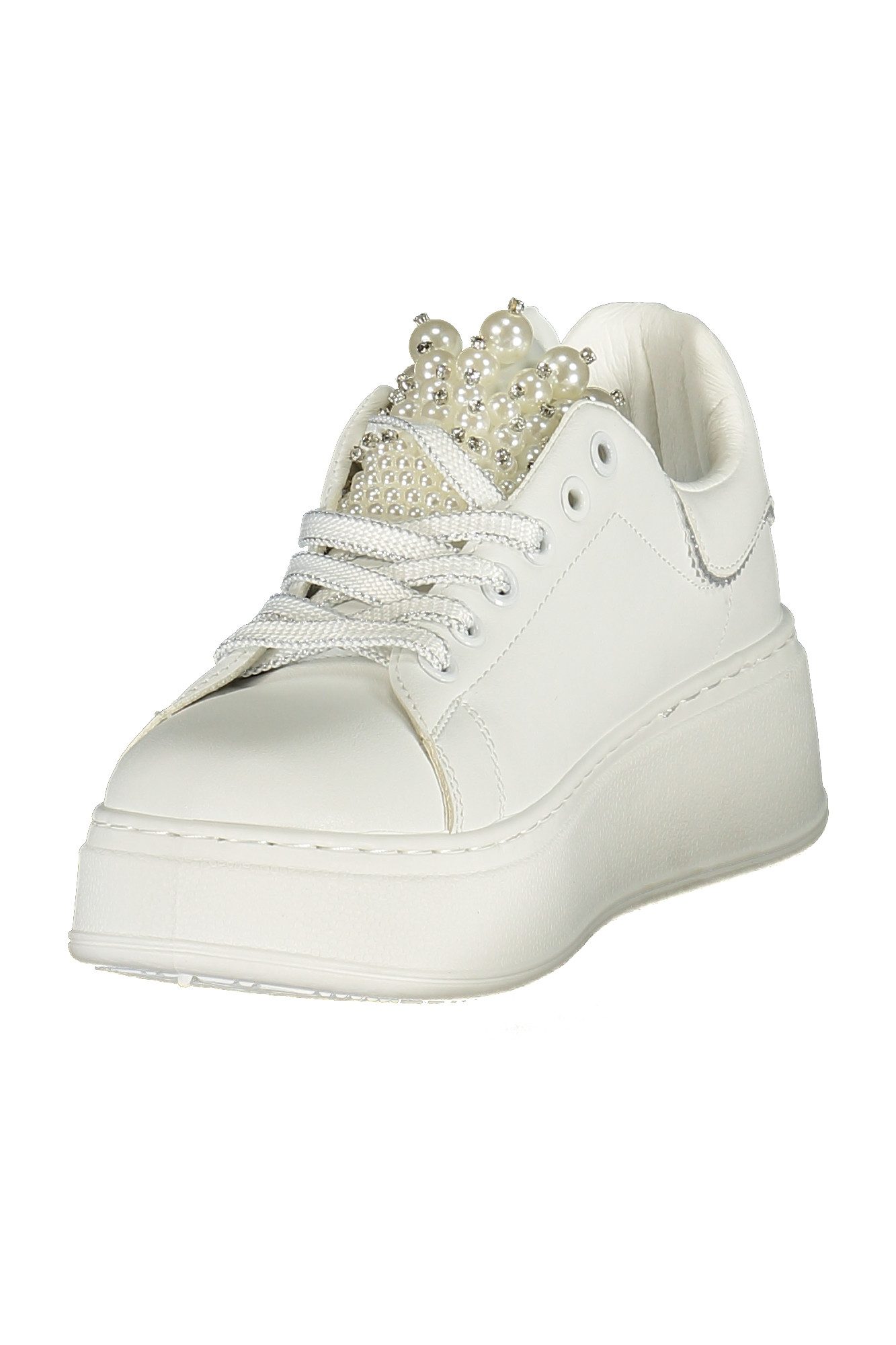 Laura Biagiotti Sneaker Eleganter Damensportschuh in Weiß mit Perlen und