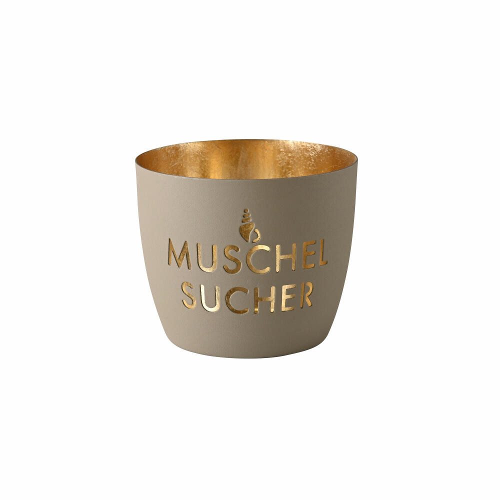 Windlicht Madras Muschelsucher M sandstone, Gold, H 8.5 cm