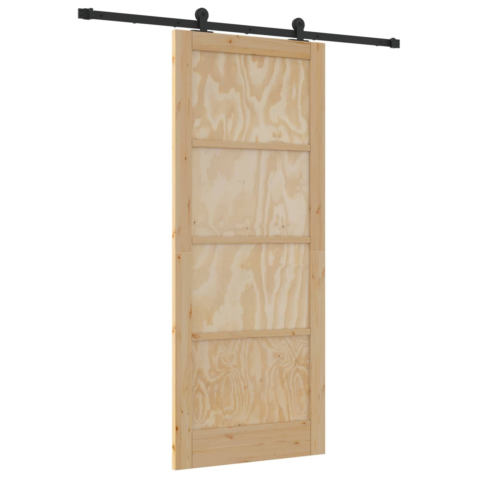 vidaXL Haustür Schiebetür Natürlich und Schwarz 86 x 211 cm (1-St)