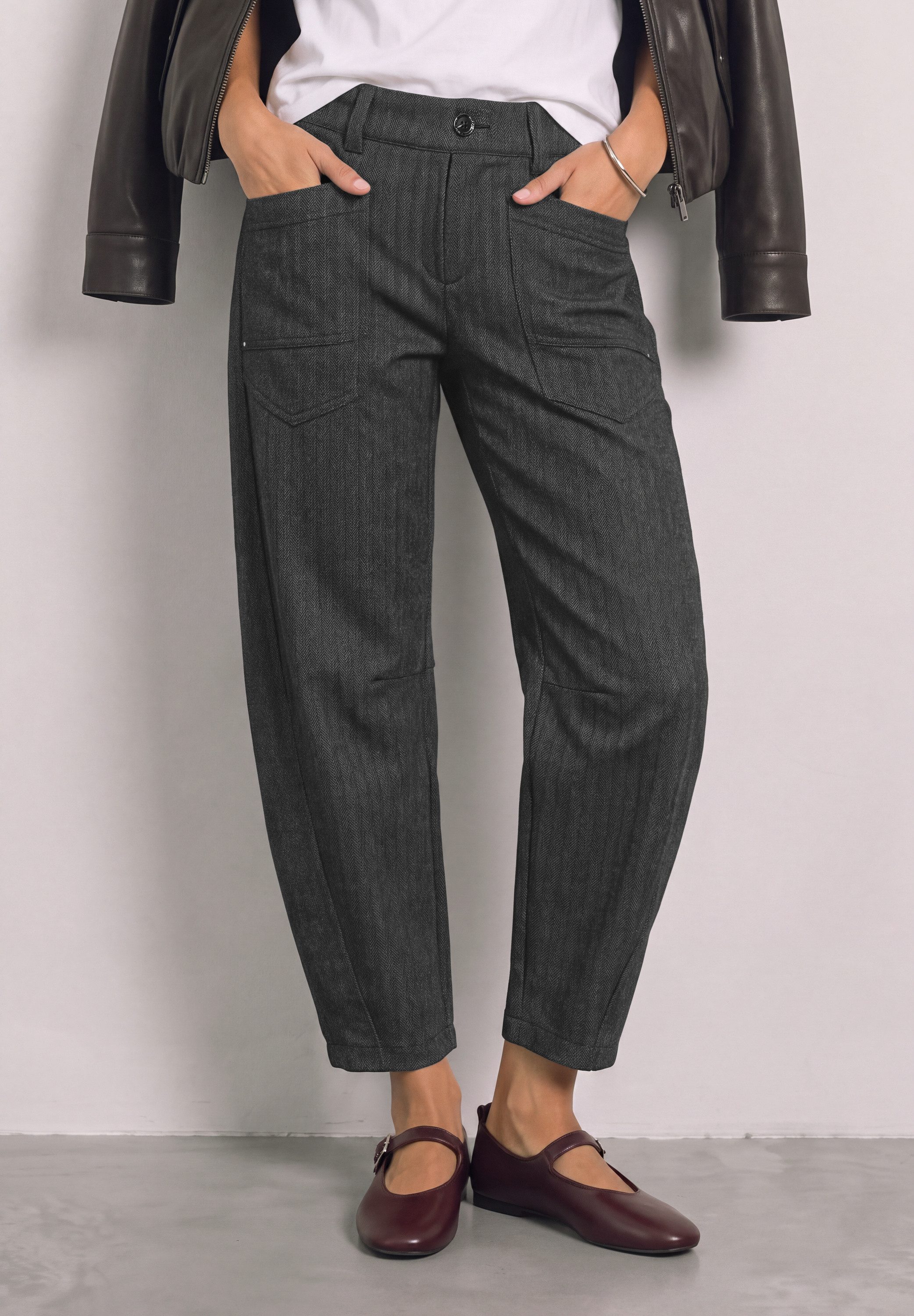 STREET ONE Stoffhose Style Karlie mit Elastikbund und Fishbone Muster
