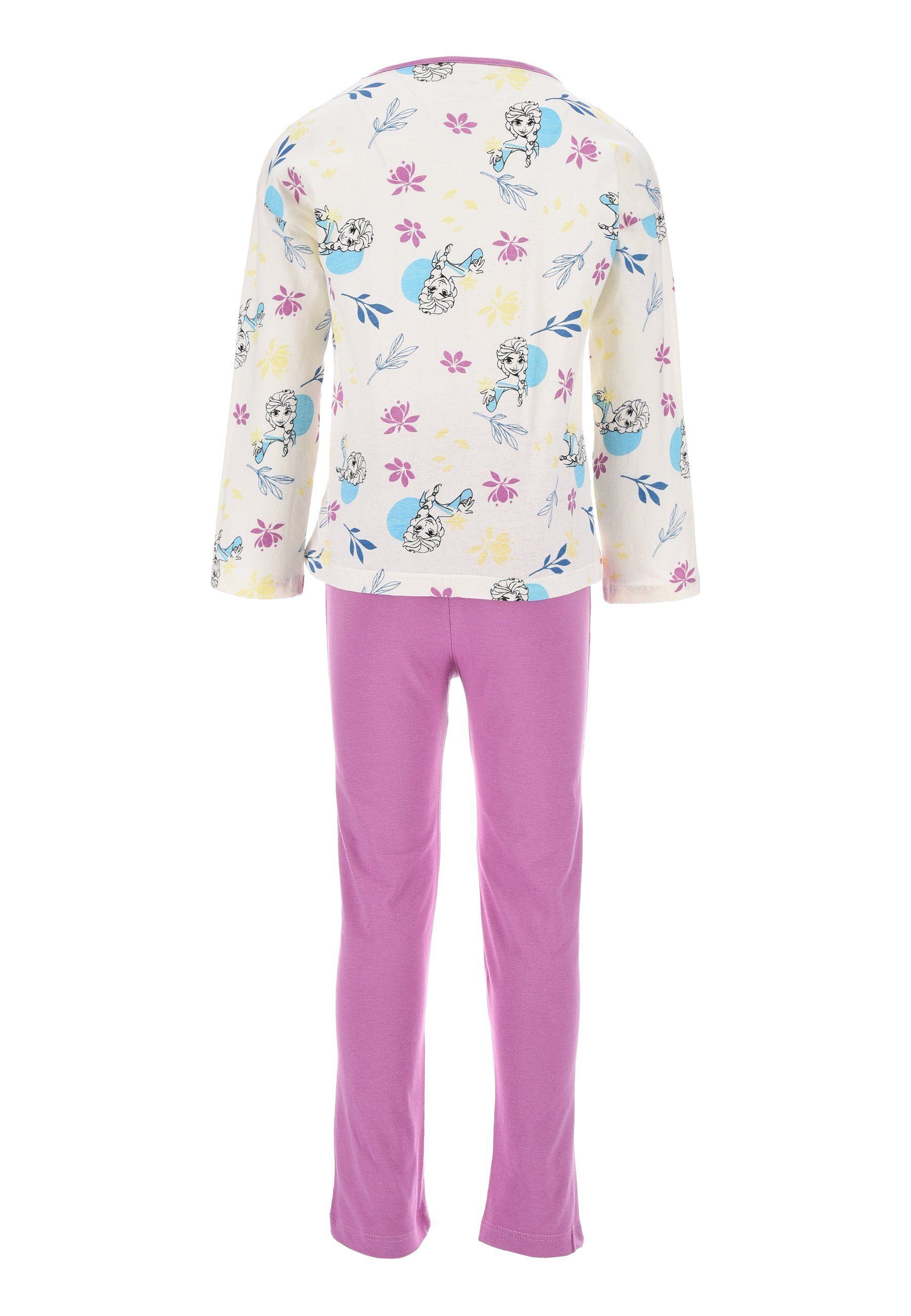 Langarm Kinder Kinder Pyjama tlg) Frozen Shirt (2 Weiß Disney Schlafanzug Elsa Schlafanzug Eiskönigin Schlaf-Hose + Mädchen