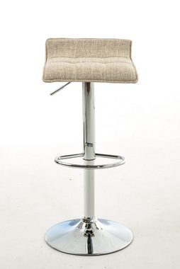 TPFLiving Barhocker Madison (mit angenehmer Fußstütze - Hocker für Theke & Küche), 360° drehbar - chromfarbener Stahl - Sitzfläche: Stoff Creme