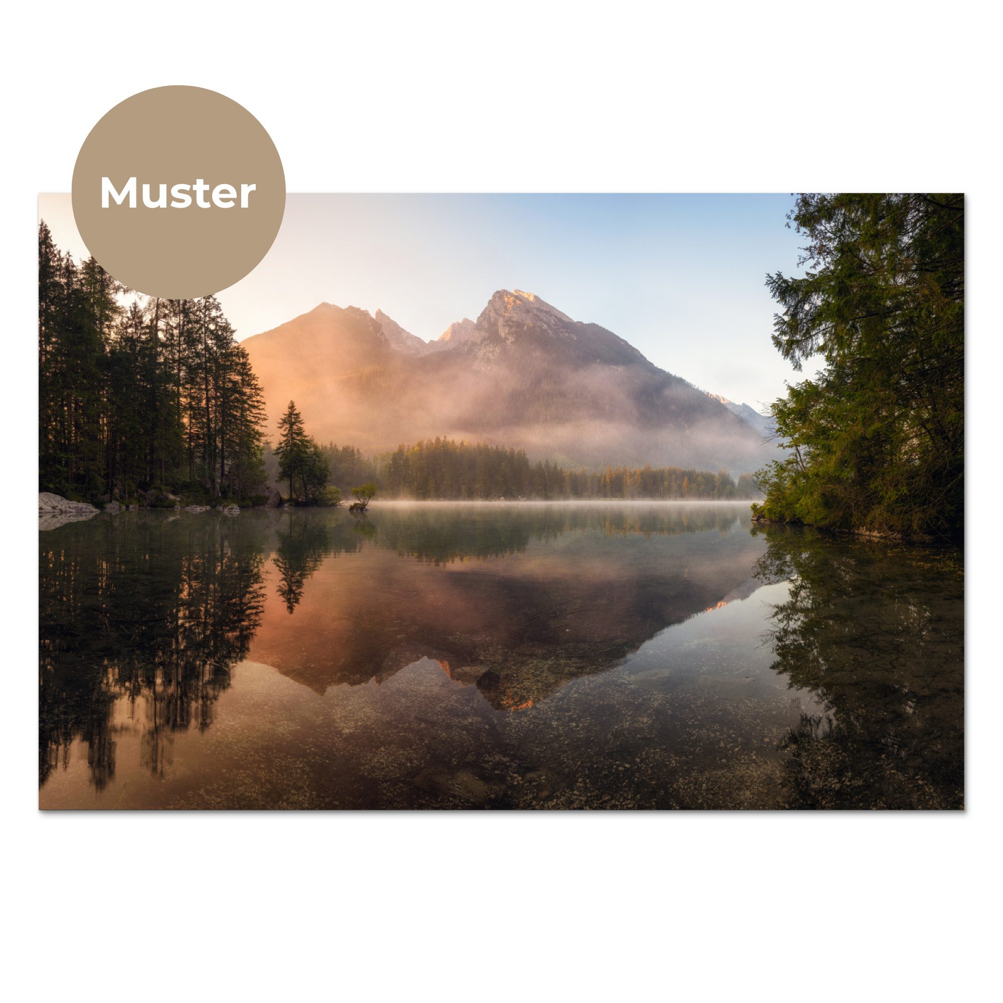 KitchenYeah Küchenrückwand Muster selbstklebend (keine Folie) Landschaft - Nebel - Wasser - Bäume, (1-tlg), Spritzschutz, Küche, Rückwand, Küchenwand, Küchenfront, 30x20 cm
