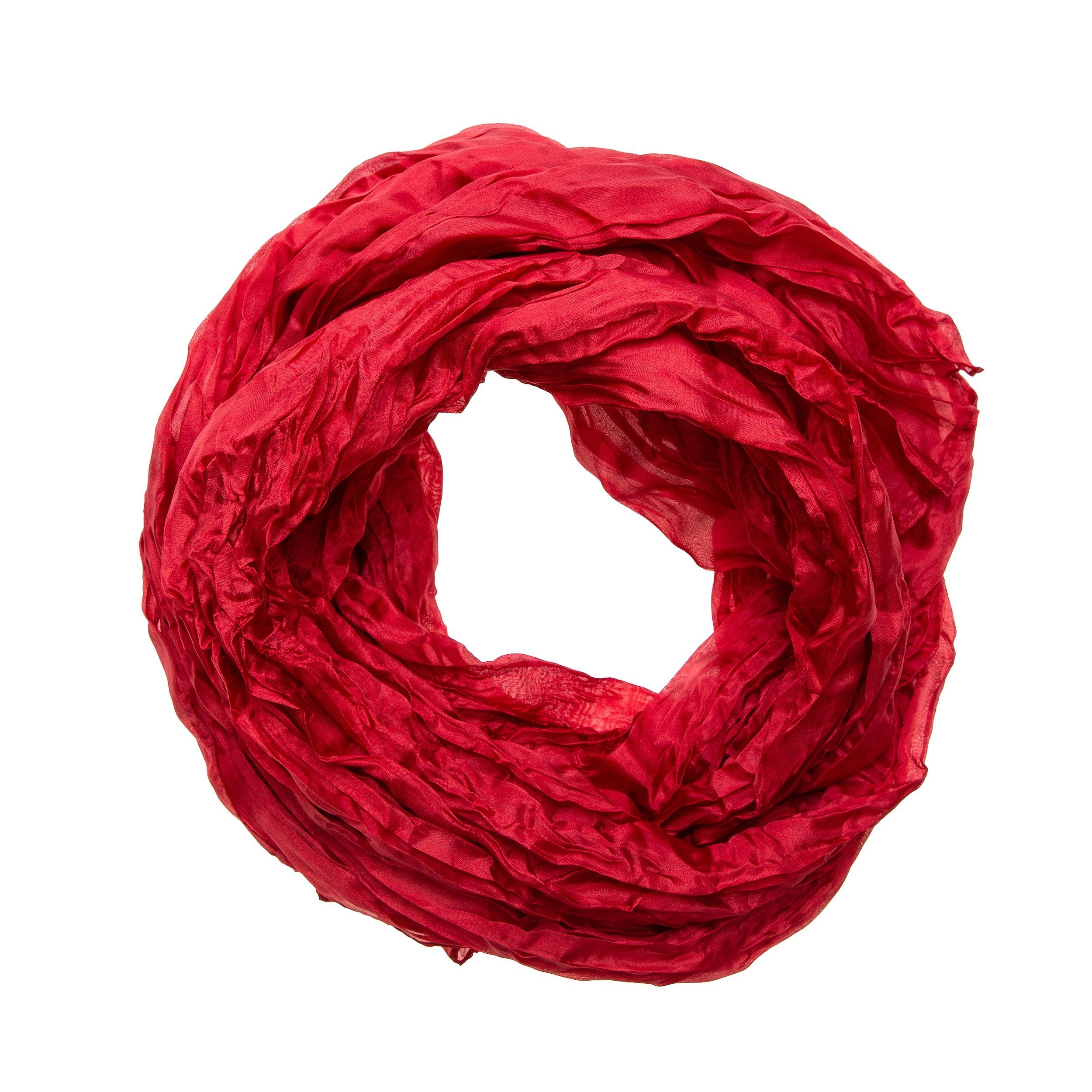 Silkroad Seidenschal Knitterschal Halstuch Schal XXL Tiefrot