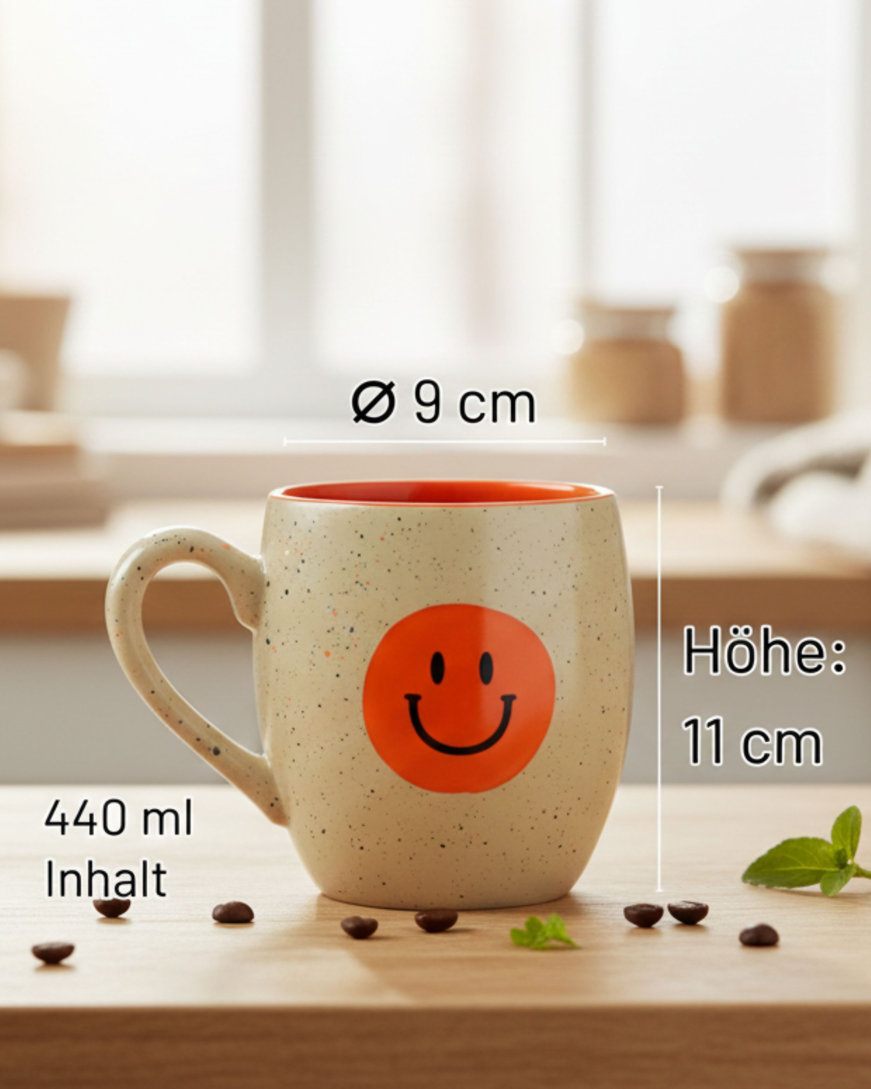 FRITZTOWN Tasse Good Vibes Only 440ml, Große Keramiktasse in Geschenkverpackung, 1-tlg., Keramik