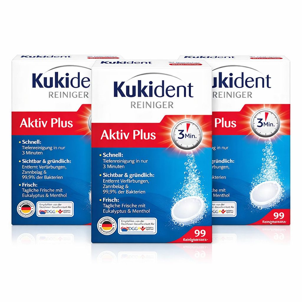 Kukident Kukident Active Plus Express Cleaning Agent 3 x 99 Reinigungstabletten Reinigungstabletten (3x99 Tabletten, [1-St)