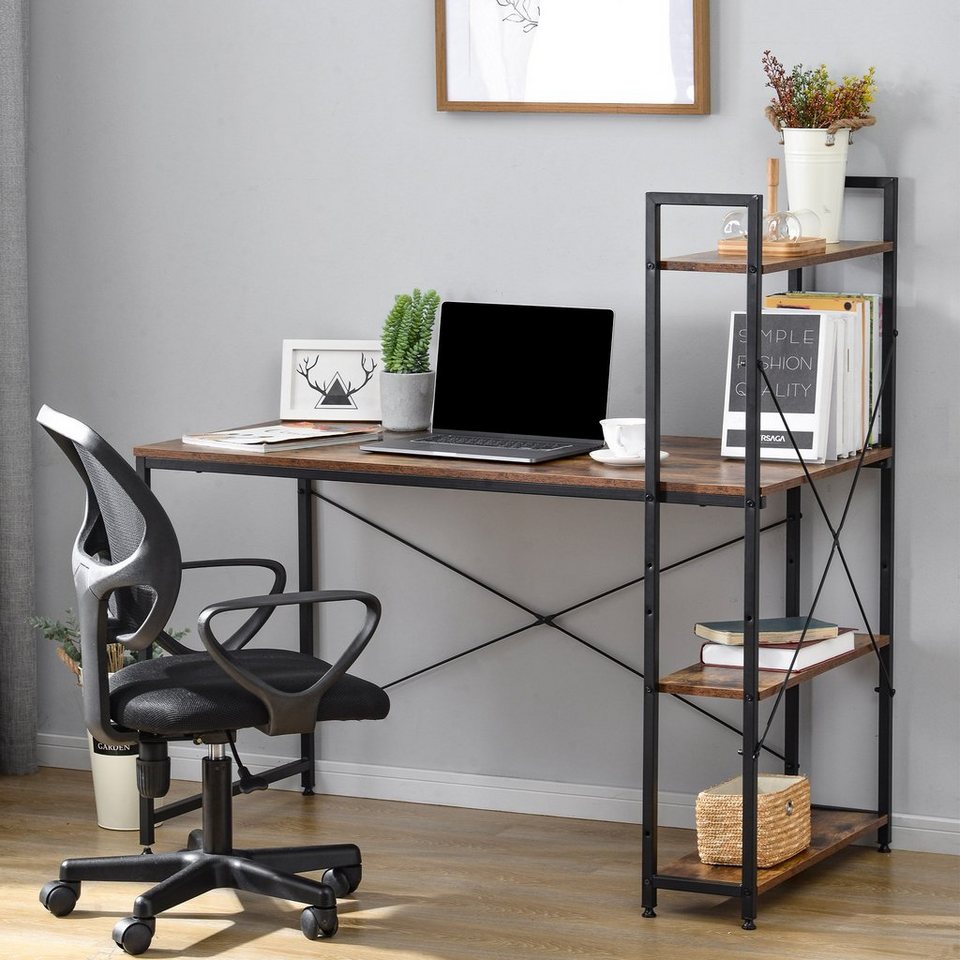 Schreibtisch Computertisch PC Tisch Arbeitstisch Bürotisch Tisch mit Bücherregal