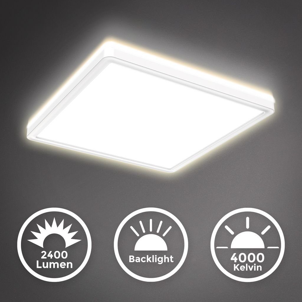 B.K.Licht Deckenleuchte LED Decken-Panel 293x293x28mm dimmbar Backlight Ultra-flach - BKL1311, Dimmfunktion, LED fest integriert, Neutralweiß, Deckenlampe 18W 2400lm Memory-Funktion 4000K neutralweiß - Farbe: Weiß