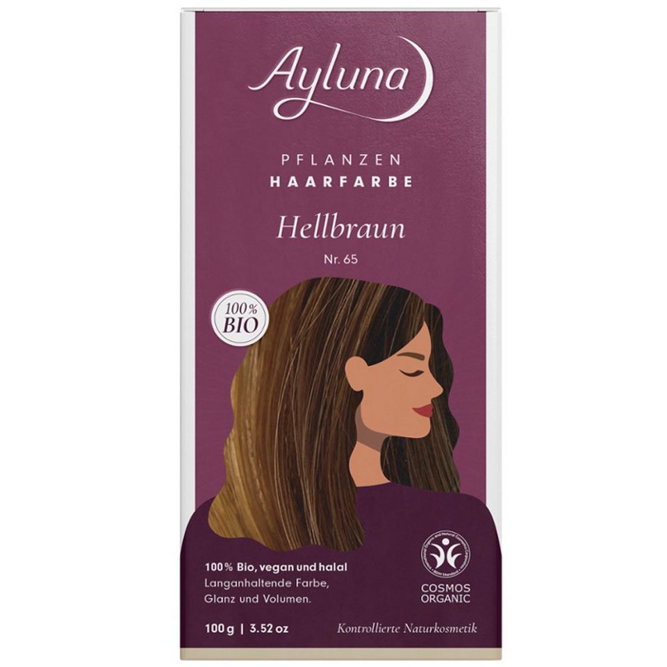 Ayluna Haarfarbe Pflanzen- Hellbraun, Braun, 100 g, Naturprodukt
