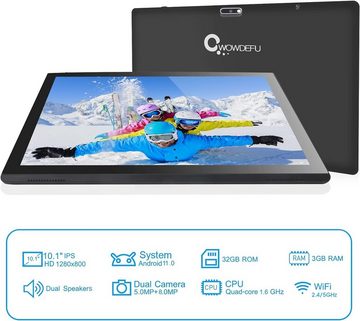 CWOWDEFU Tablet (10", 32 GB, Android 11, Android Tablet PC 3GB RAM, 6000mAh,5MP+8MP,1.6 GHz Quad-Core Prozessor)