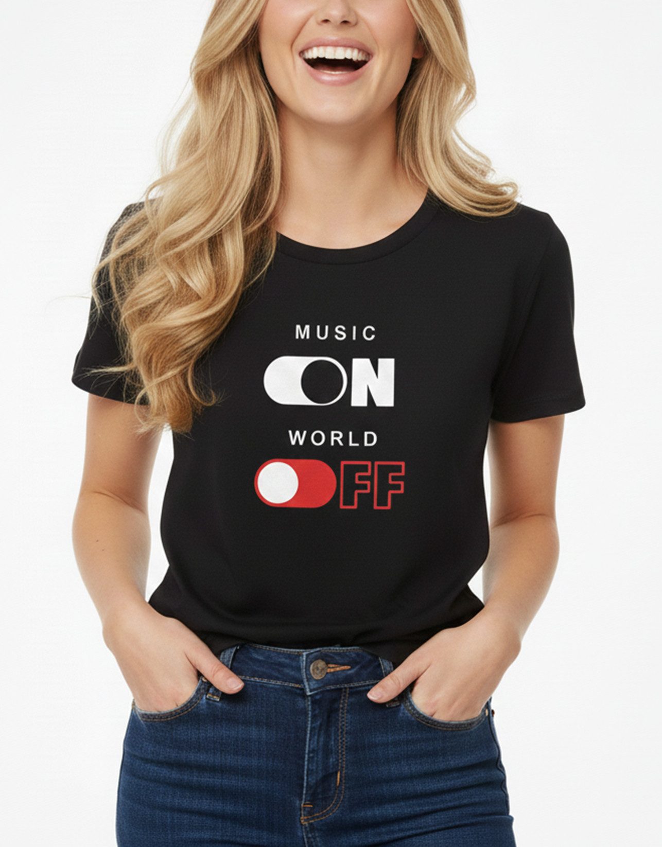 MAKAYA Print-Shirt Schwarzes Musik Top für Frauen – Coole Geschenkidee für Musikfans (Schwarz, S, M, L, XL) Baumwolle