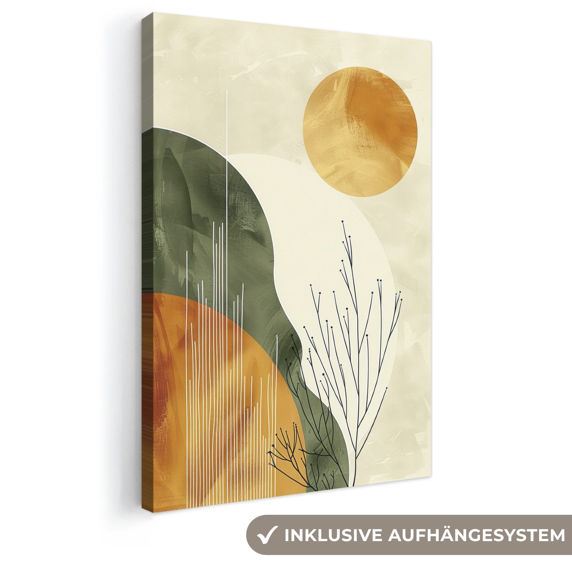 OneMillionCanvasses® Leinwandbild Abstrakt - Landschaft - Sonne - Kunst, Fotodruck (1 St), Leinwand Canvas Wandbild, Wanddekoration 20x30 cm