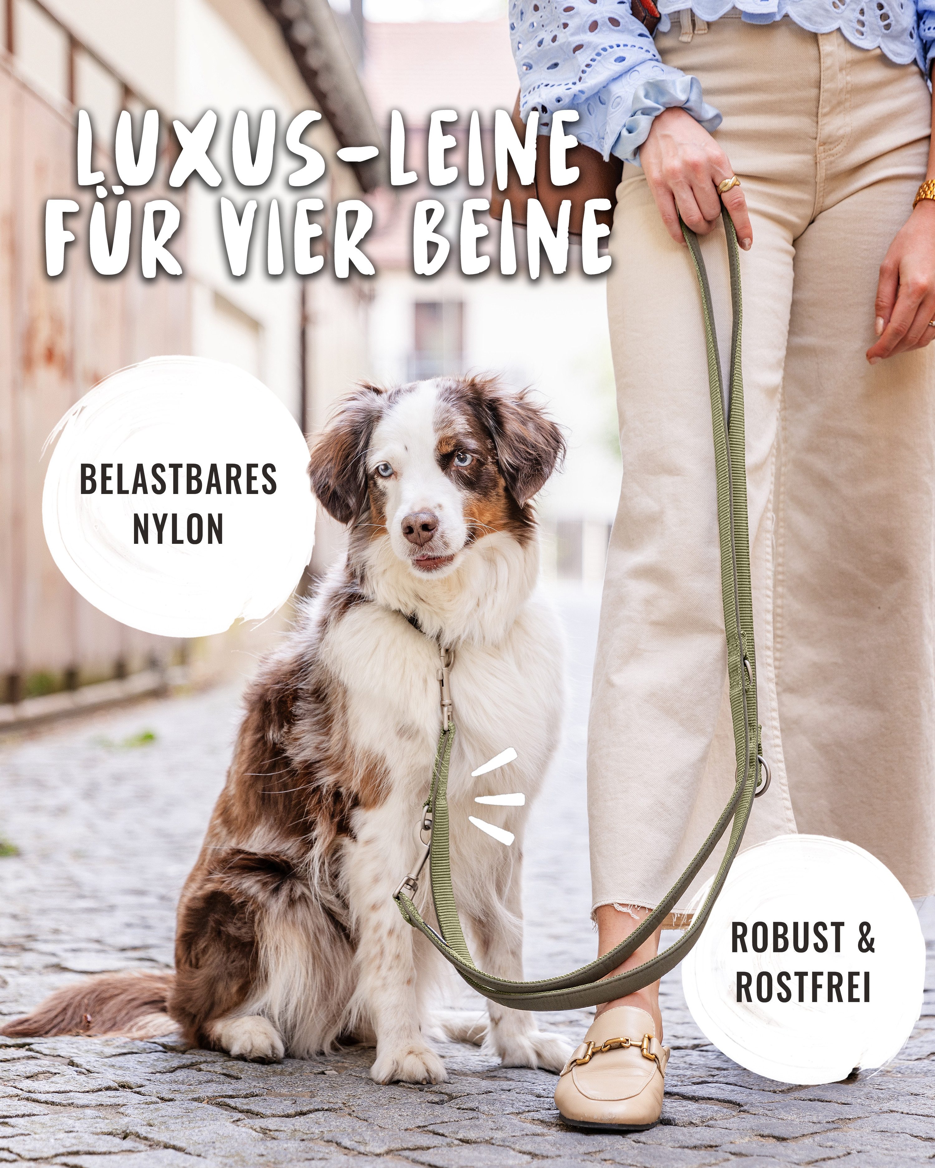 Rudelkönig Hundeleine Gepolsterte Hundeleine Bella, Verstellbare Führleine 2,30m, Nylon, Neopren (1-tlg), Für alle Hundegrößen