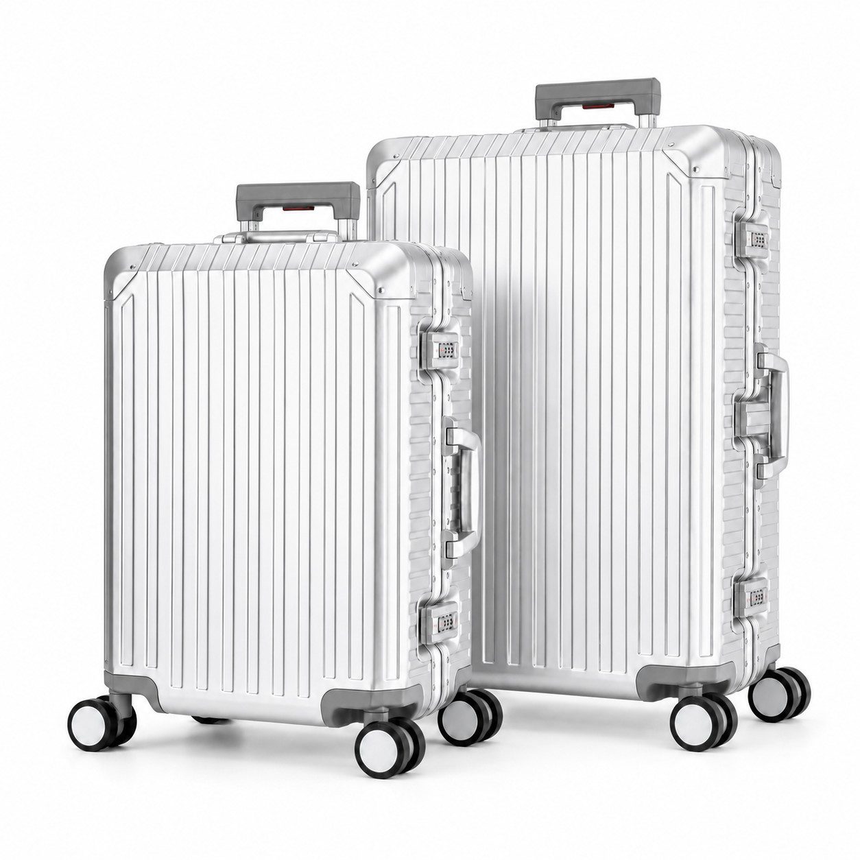 Travelhouse Kofferset 100% Aluminium TOKYO - verschiedene Farben, 4 Rollen, (2 tlg., M+L), mit stabilem Aluminium-Gehäuse, mit verstärkten Ecken