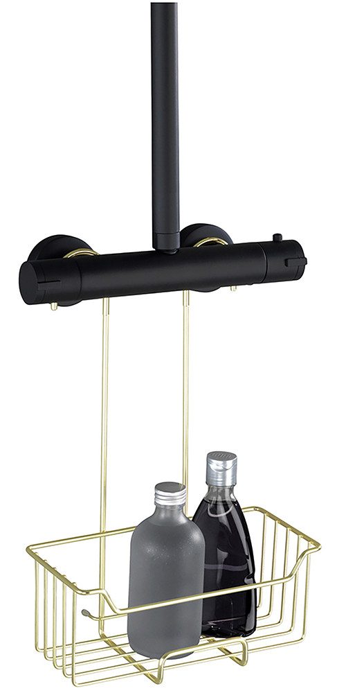 WENKO Duschregal Modell Milo, Dusch-Caddy zum Einhängen ohne Bohren, Ablage aus rostfreiem Edelstahl