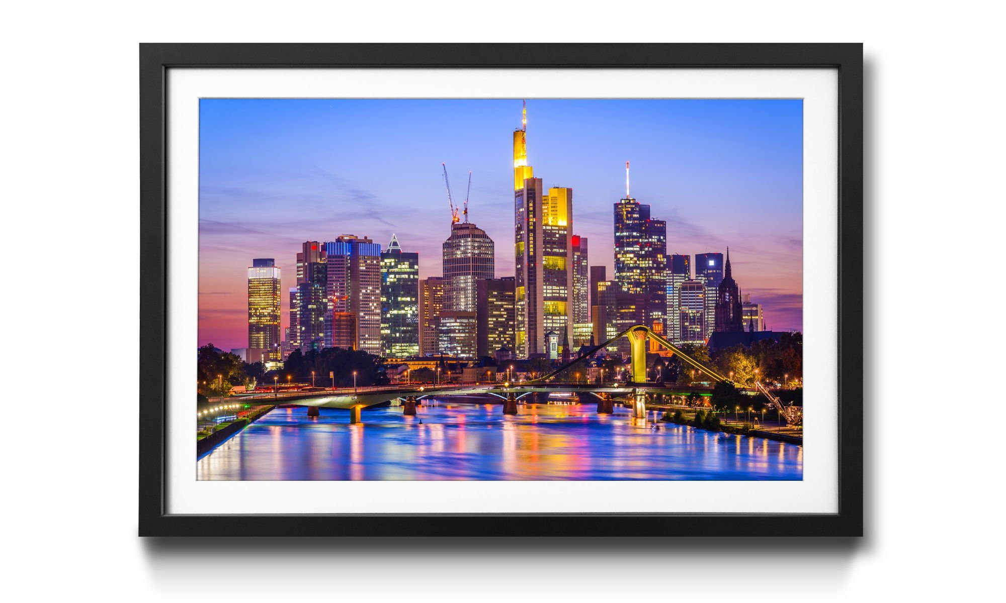 Bild erhältlich Skyline, mit Frankfurt Frankfurt, Wandbild, 4 in Rahmen Größen WandbilderXXL