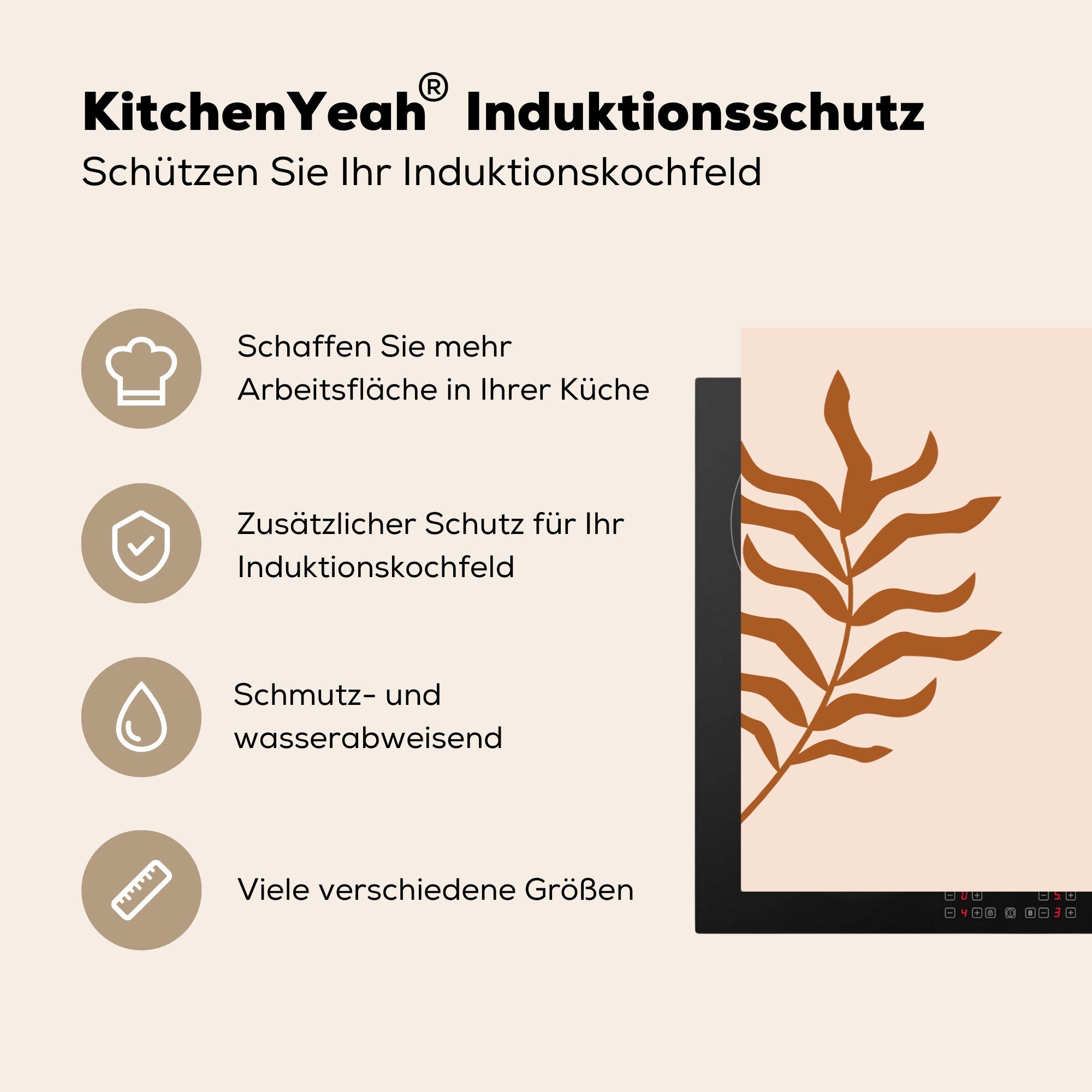Induktionskochfeld küche, Schutz 81x52 Vinyl, für Sommer cm, Herdblende-/Abdeckplatte - tlg), - (1 Ceranfeldabdeckung Pastell, die Badeanzug MuchoWow