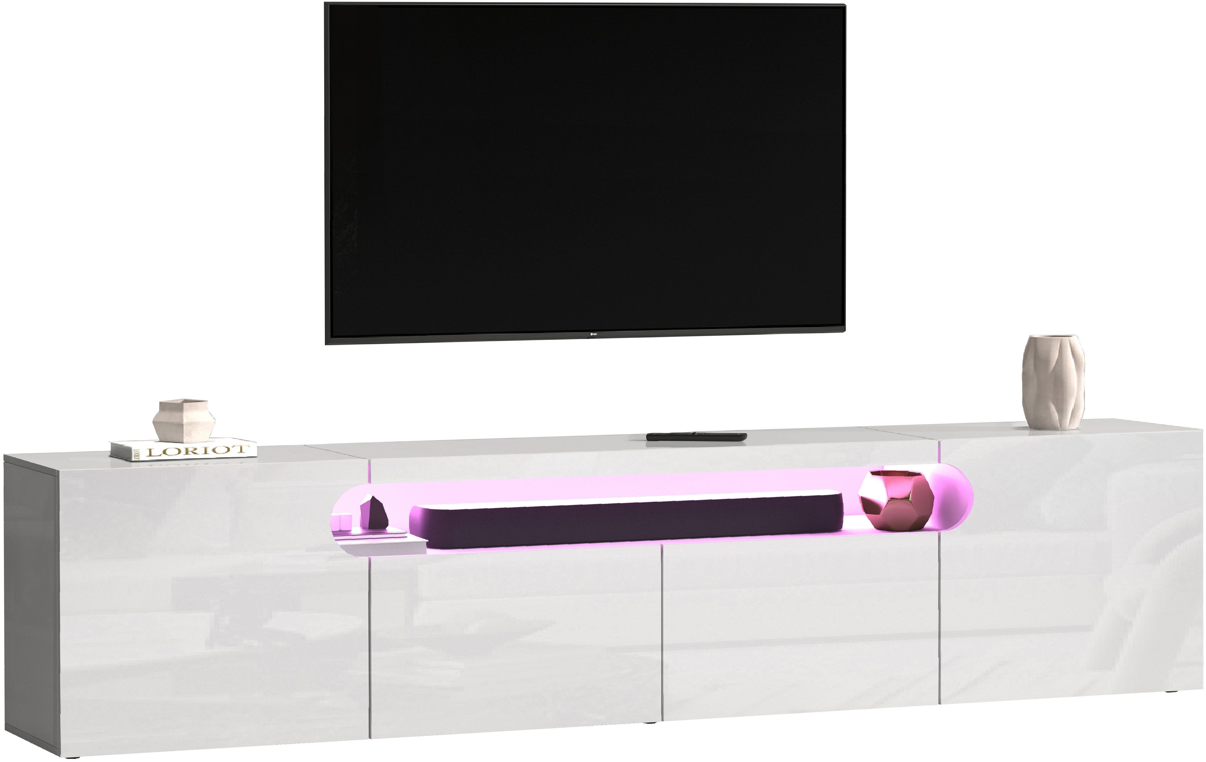 Home affaire Lowboard REAL TV-Möbel, 240 cm breit, 40/60 cm hoch, Hochglanz günstig online kaufen
