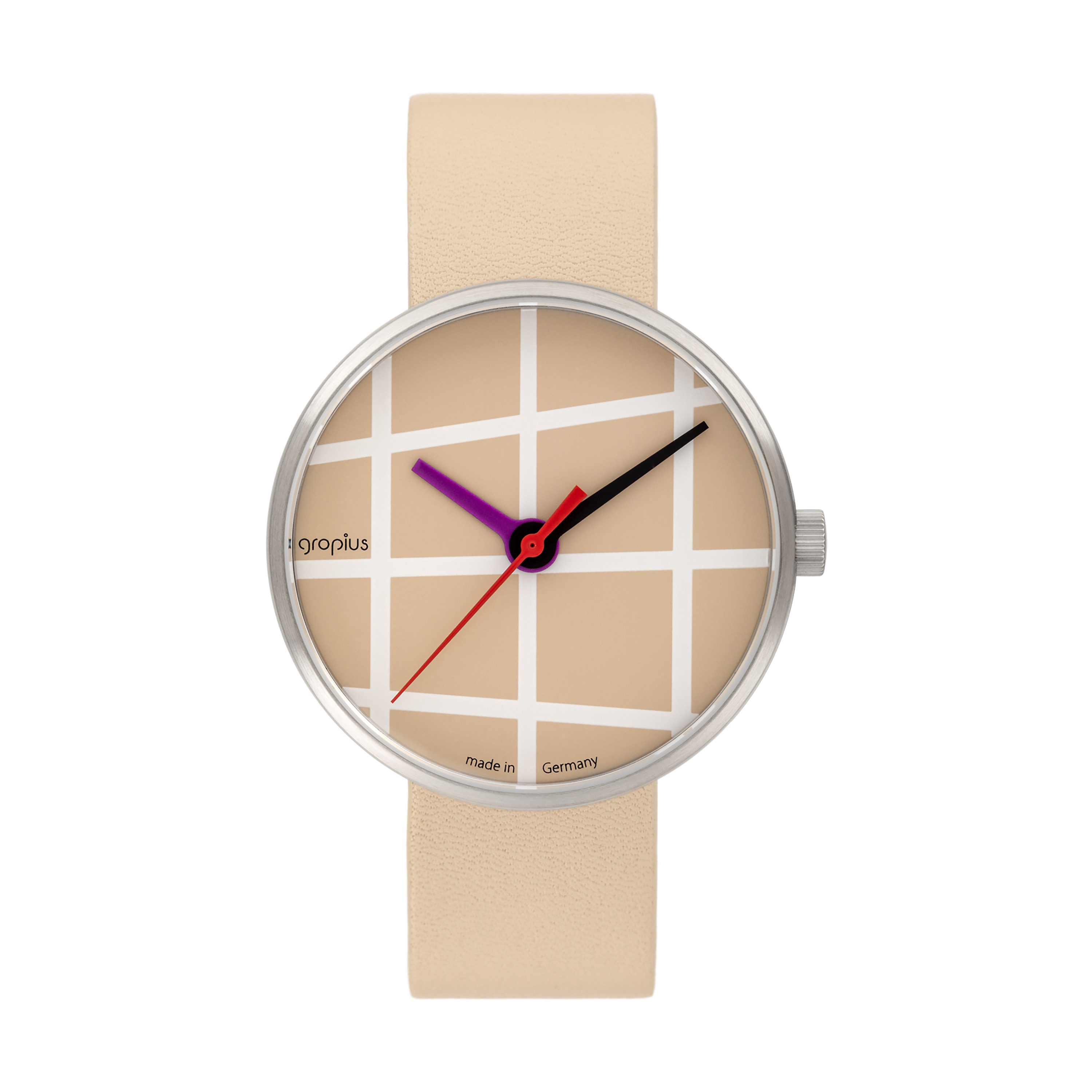 Walter Gropius Quarzuhr Made in Germany, Saphirglas, Forum Window - WG 001-04, Designeruhr, Lederarmband mit Easy-Release System, Edelstahlgehäuse