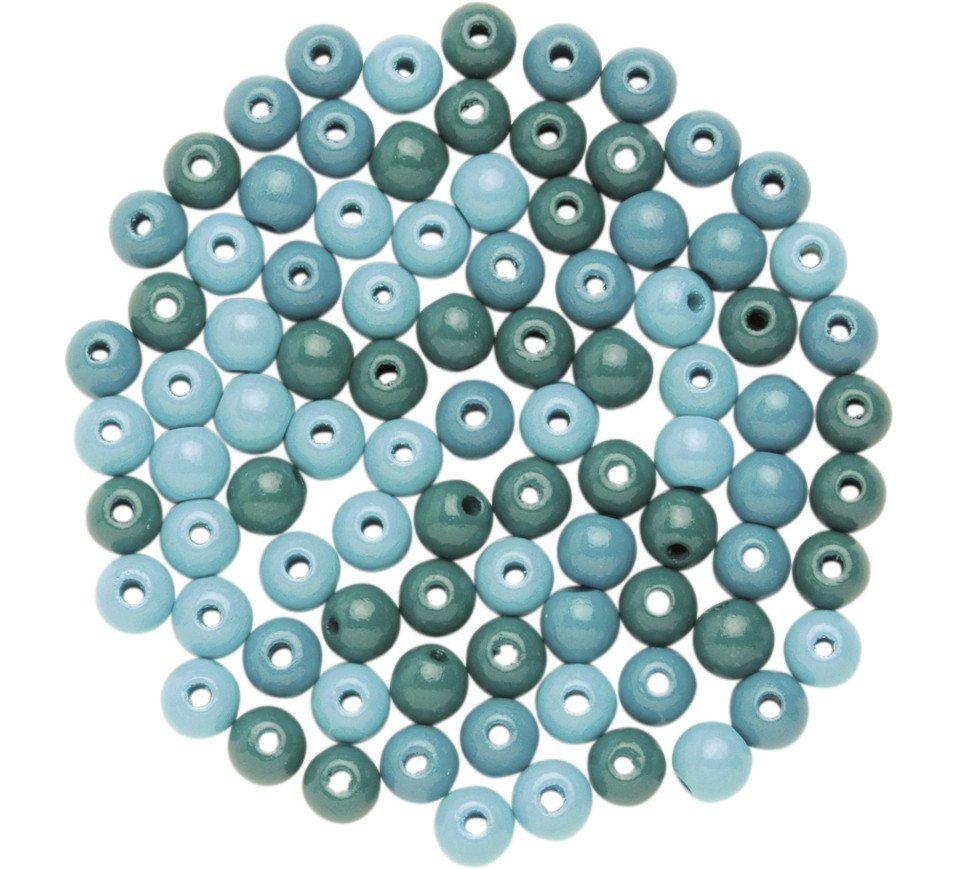 Glorex Bastel-Armband Glorex Holzperle türkis mix 6 mm - 118 Stück