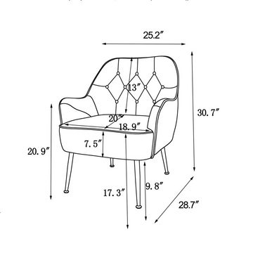 HAUSS SPLOE Loungesessel Ohrensessel Polstersessel Fernsehsessel Einzelsofa (Büro Freizeit Gepolsterte Einzelsofa Stuhl), Kaffee Stuhl mit Metallbeinen