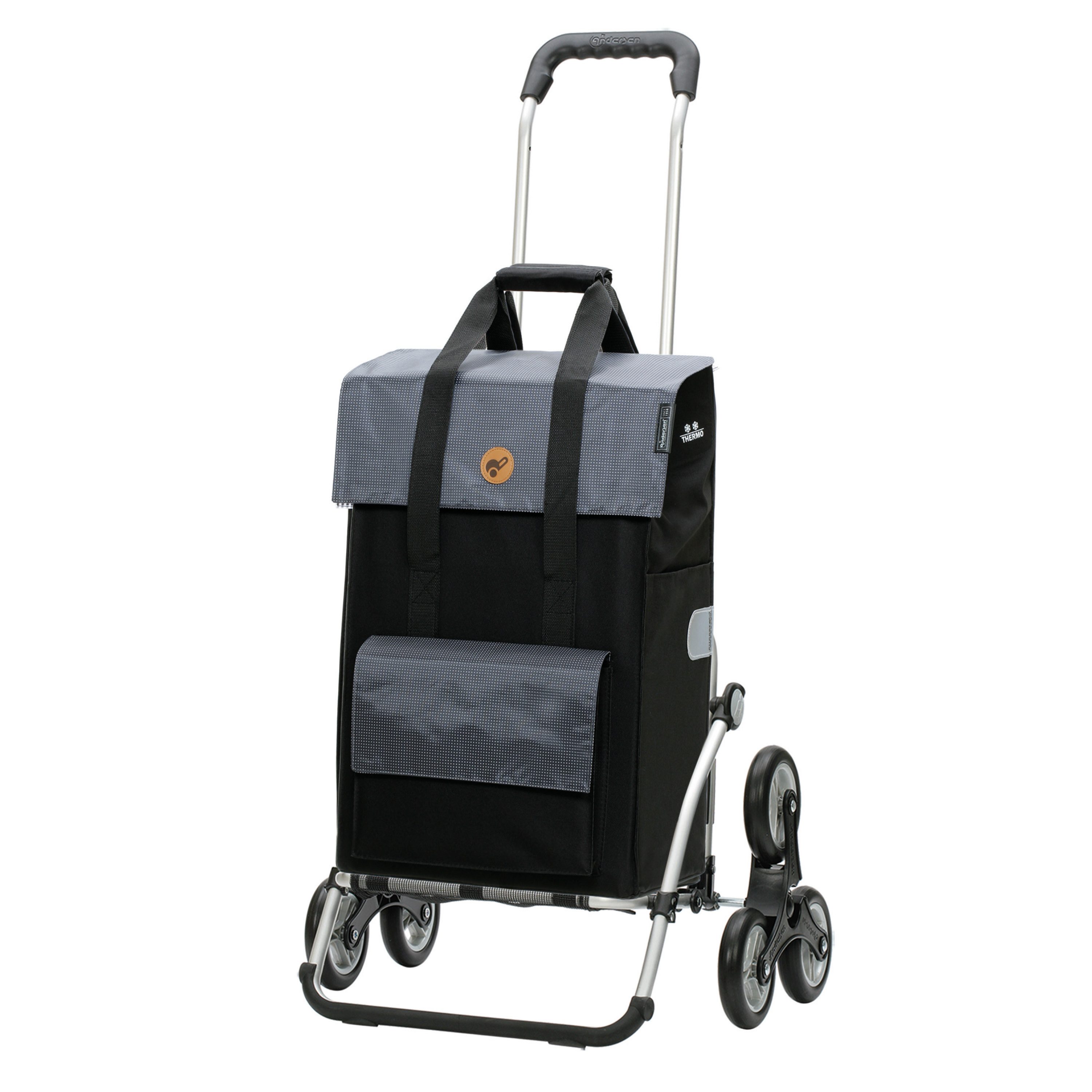 Andersen Einkaufstrolley Treppensteiger Royal Shopper Vektor grau, Thermofach 15 Liter, klappbar, belastbar bis 50kg, wasserabweisend