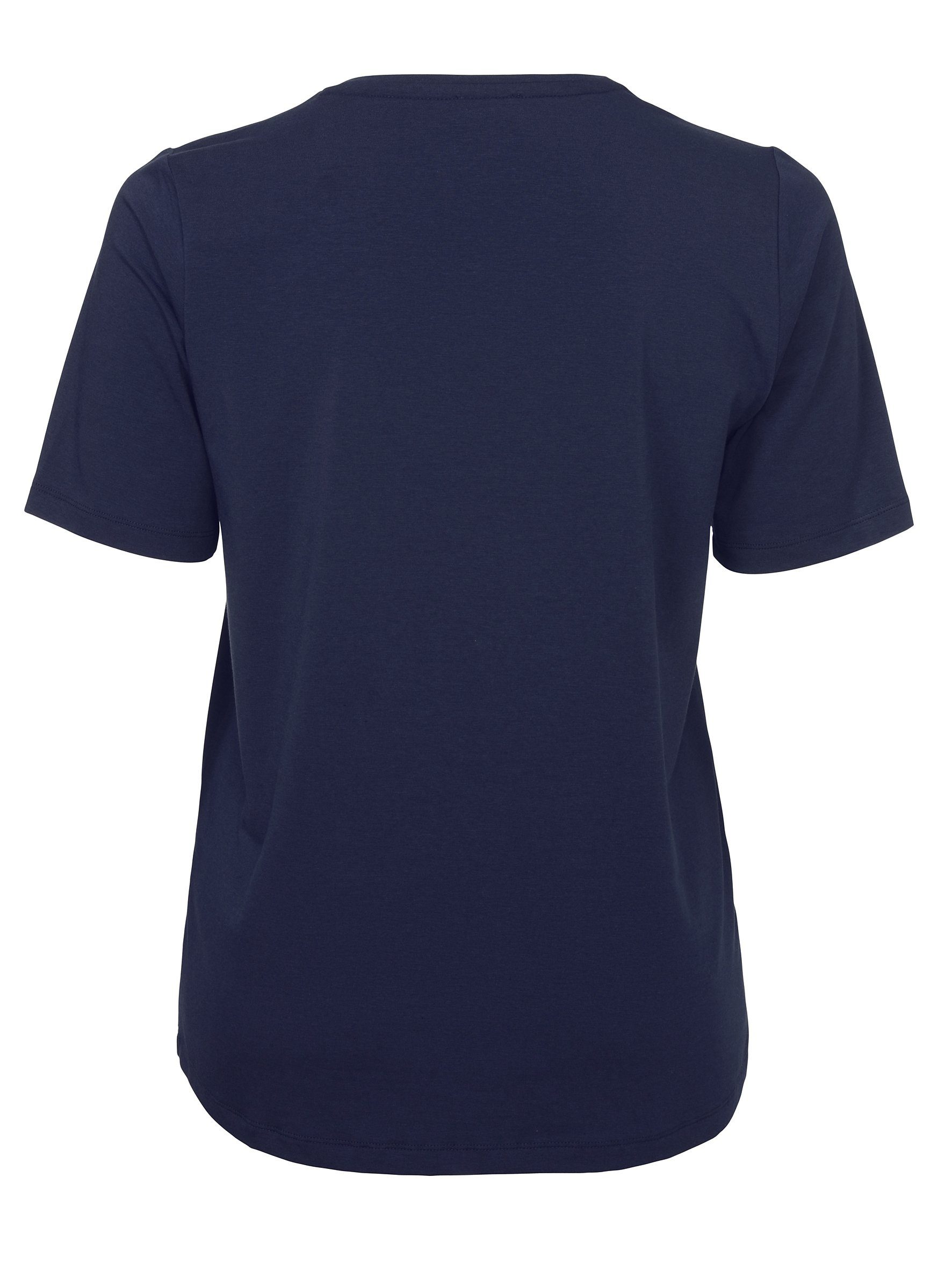 Verspieltes DUE APPIA Rundhalsshirt mit strahlenden T-Shirt Glitzerdetails mit VIA Rundhalsausschnitt,