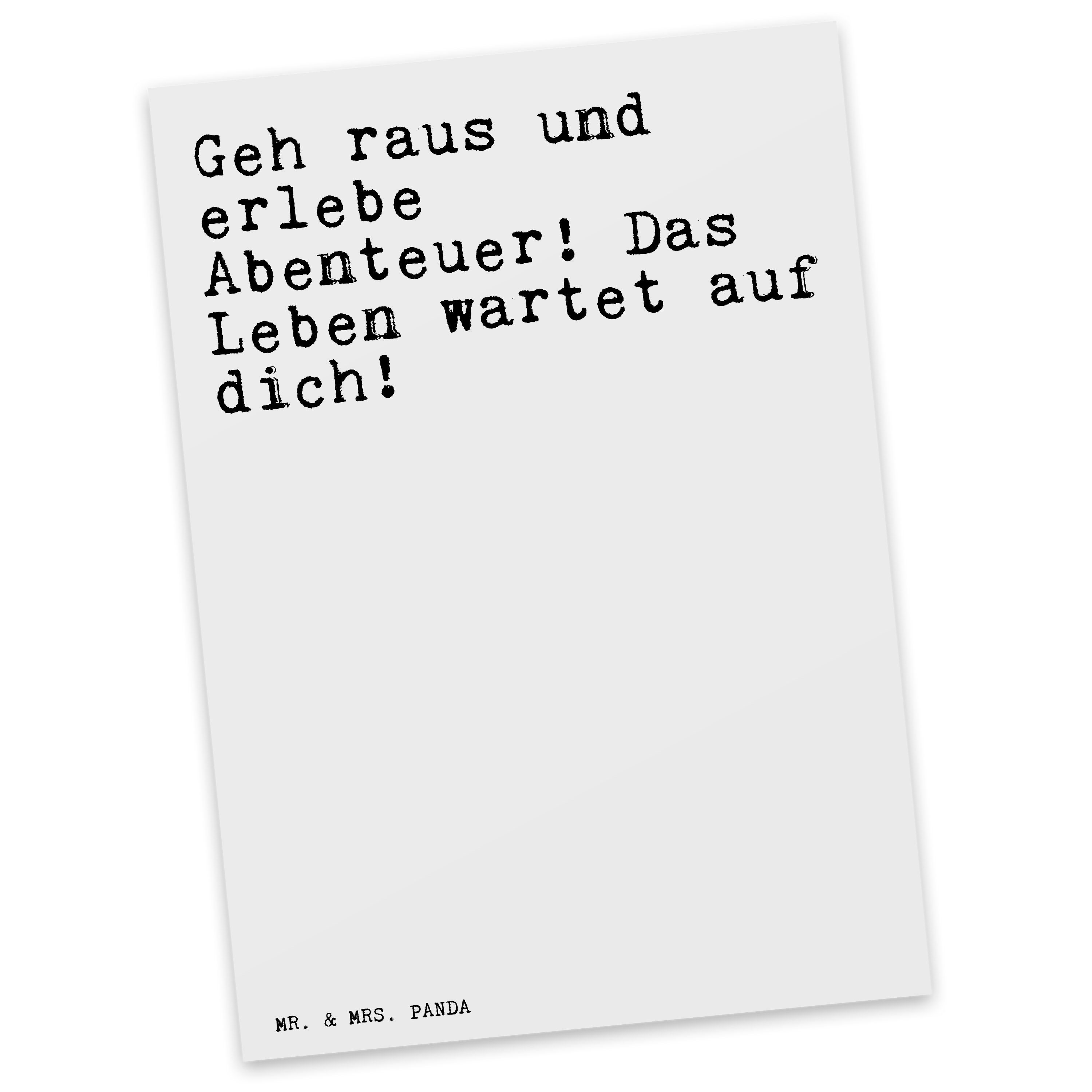 Mr. & Mrs. Panda Postkarte Geh raus und erlebe... - Weiß - Geschenk ...