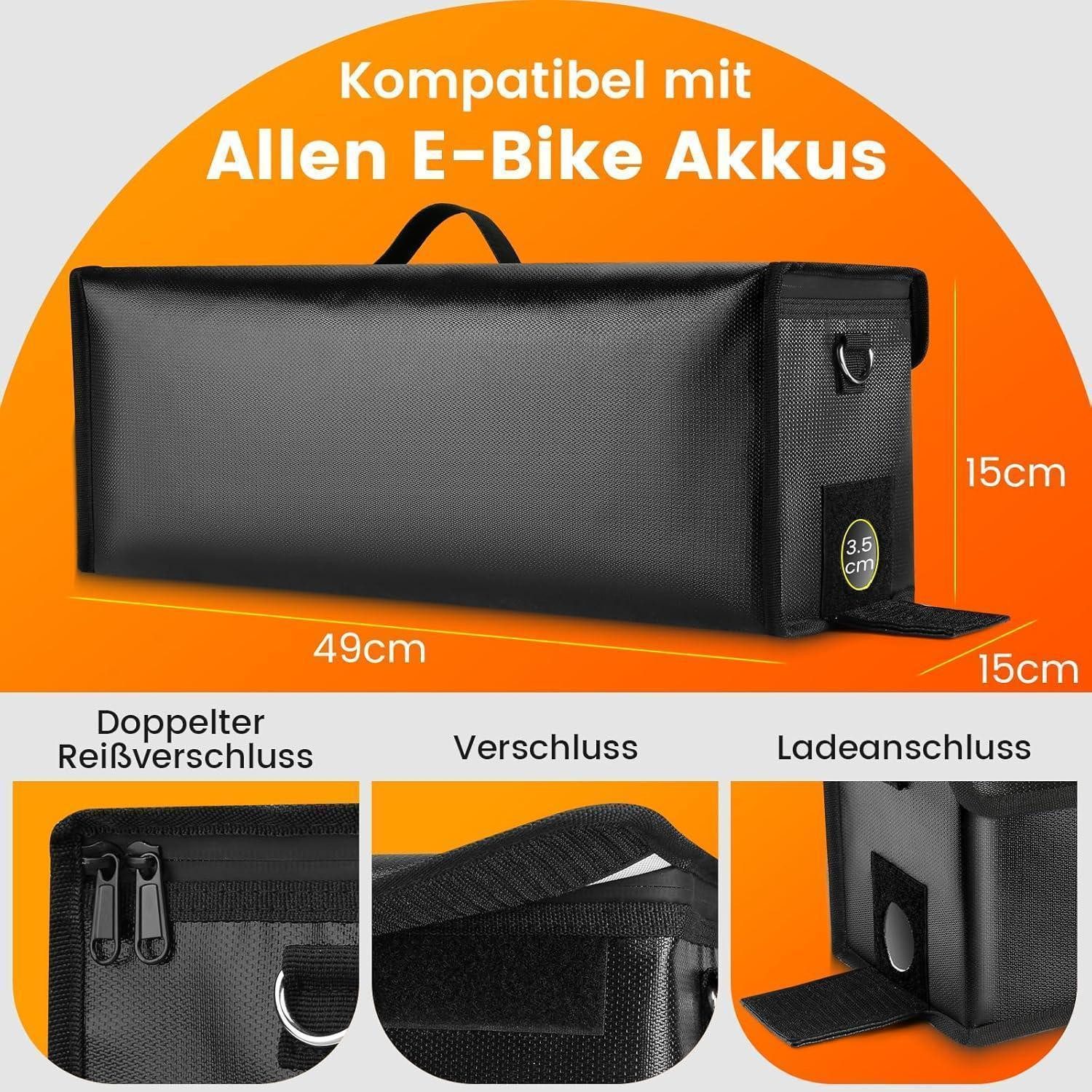 LuxusKollektion Akku-Schutzhülle Ebike Akku Tasche Feuerfest 1400C 49 x 15 x 15cm -1 Stück 1
