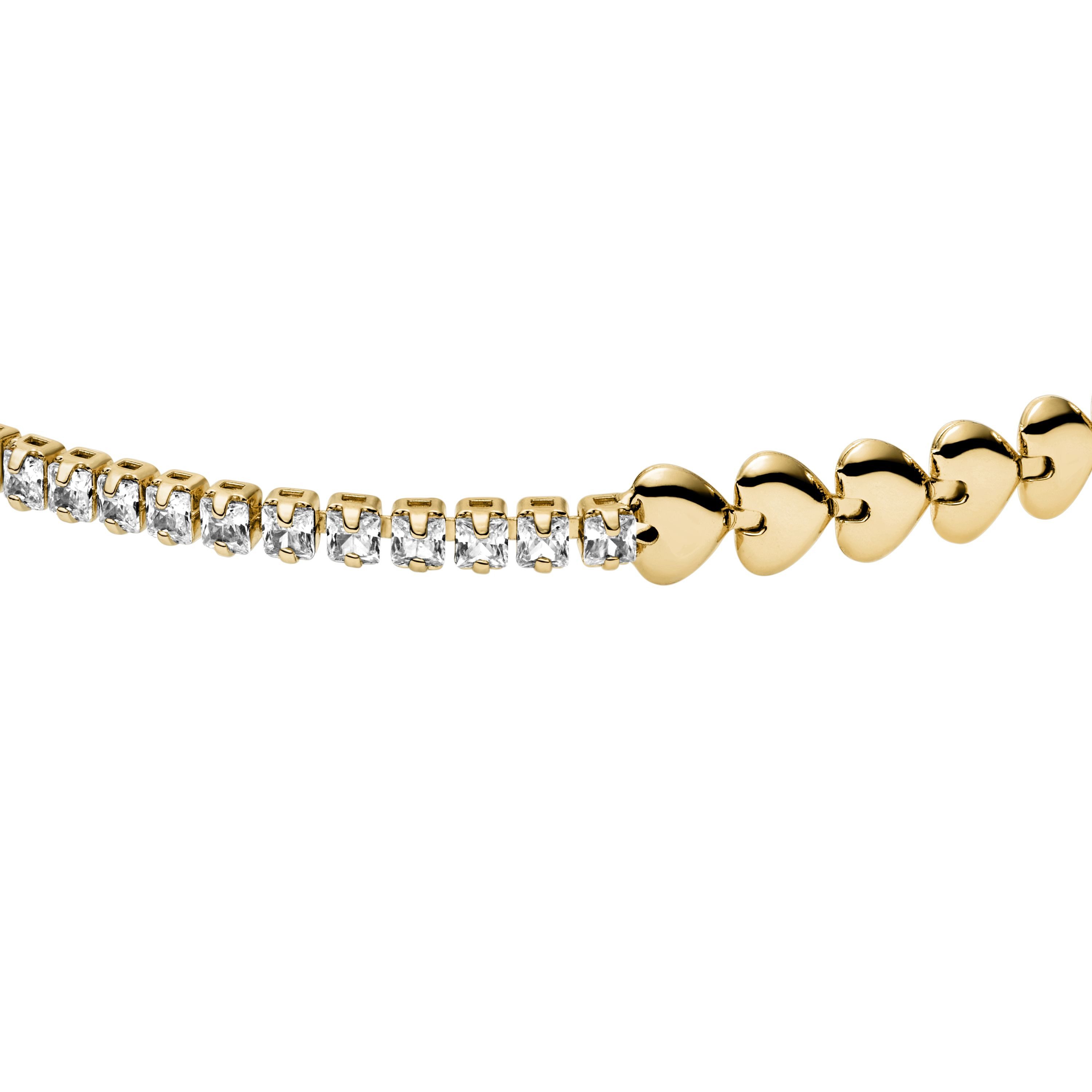 Fossil Armband Schmuck Geschenk Metall SUTTON Herzen, mit Zirkonia (synth)