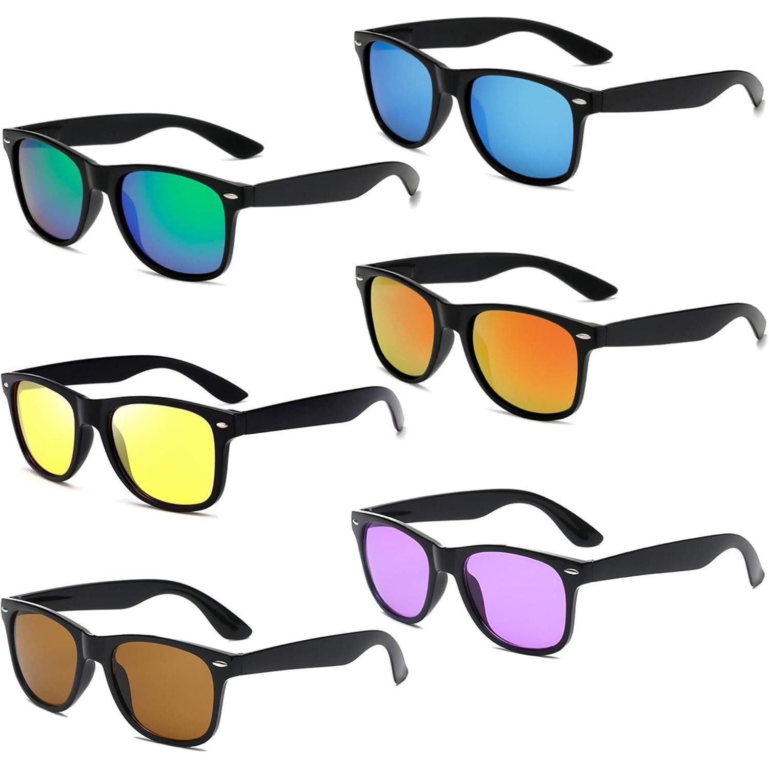 LuxusKollektion Retrosonnenbrille Sonnenbrillen 6er Set Bunt Neon Retro