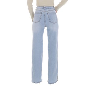 Ital-Design Weite Jeans Damen Freizeit (86537205) Used-Look Stretch High Waist Jeans in Hellblau