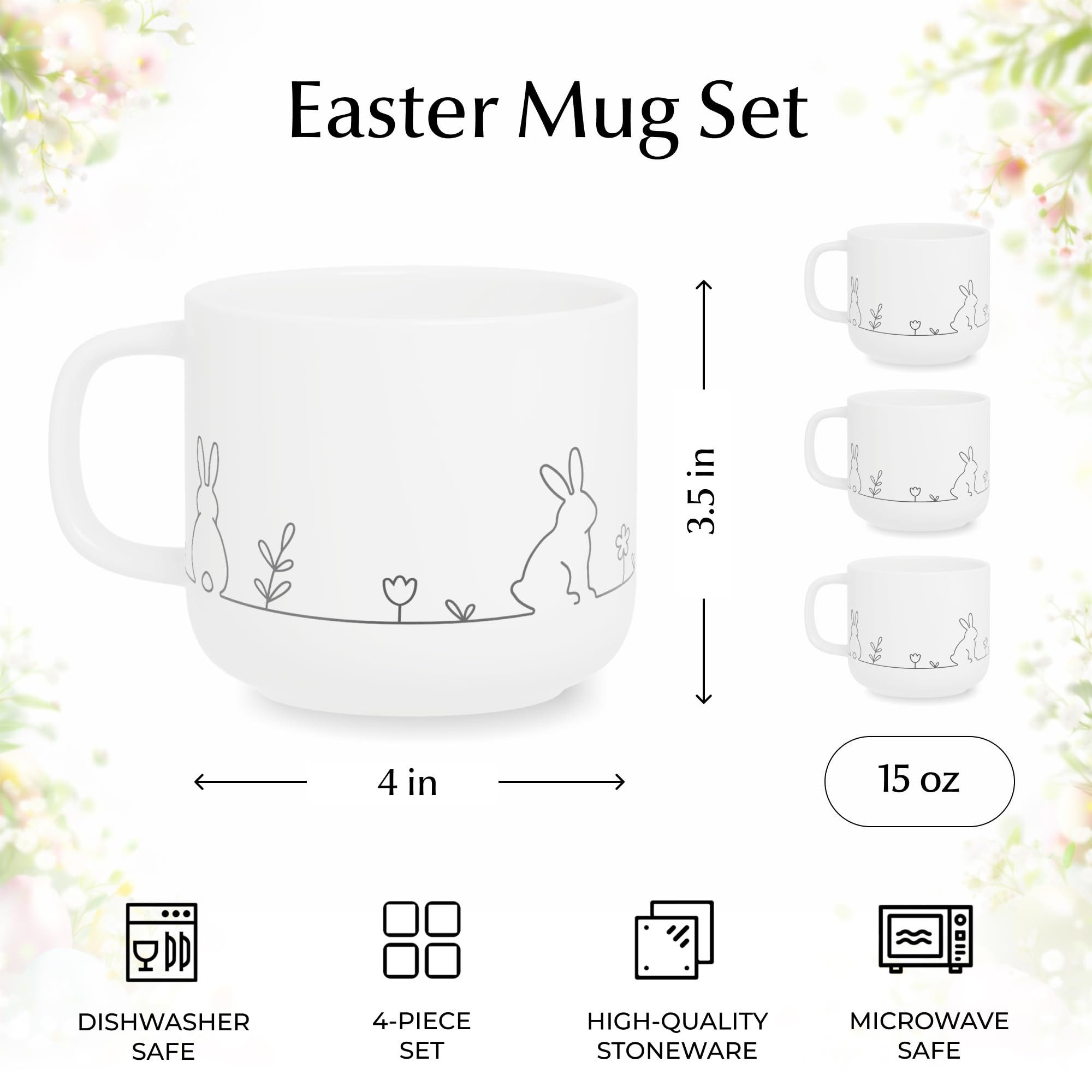 MiaMio Tasse Frühlings Tassen 4 x 450 ml – Keramik Kaffeetassen – Prim Kollektion, 4-tlg.