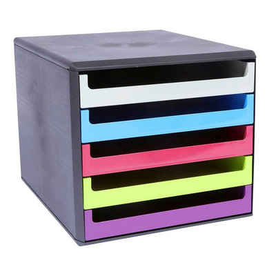 M&M Schublade M&M Schubladenbox grau, grün, orange, blau, rot DIN A4 mit 5 Schublad