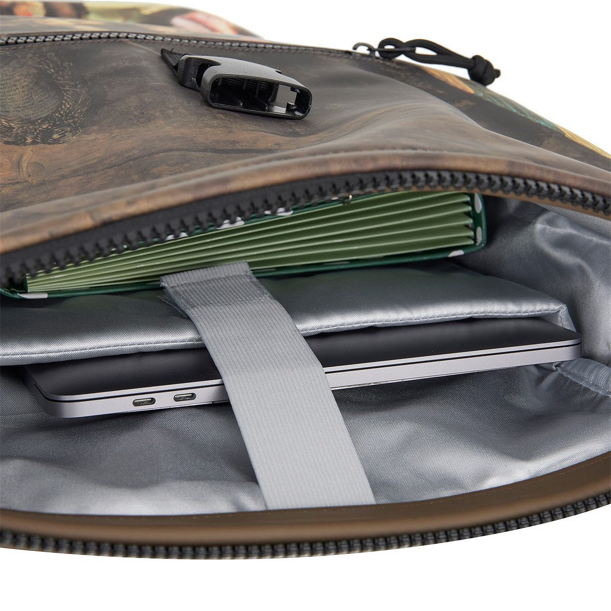 NEW REBELS Laptoprucksack Roll Up RollTop Kurier Rucksack Freizeitrucksack Mart Art New York, wasserabweisend, Laptopfach, Kunstmotiv Nachtwache