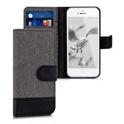 kwmobile Handyhülle Wallet Case für Apple iPhone SE (1.Gen 2016) / 5 / 5S, Hülle mit Ständer - Handyhülle Kartenfächer