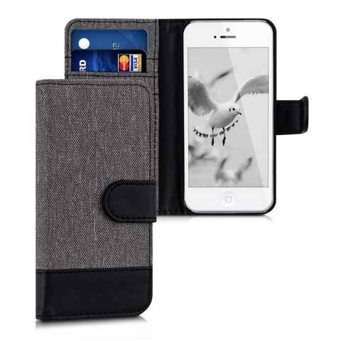 kwmobile Handyhülle Wallet Case für Apple iPhone SE (1.Gen 2016) / 5 / 5S, Hülle mit Ständer - Handyhülle Kartenfächer