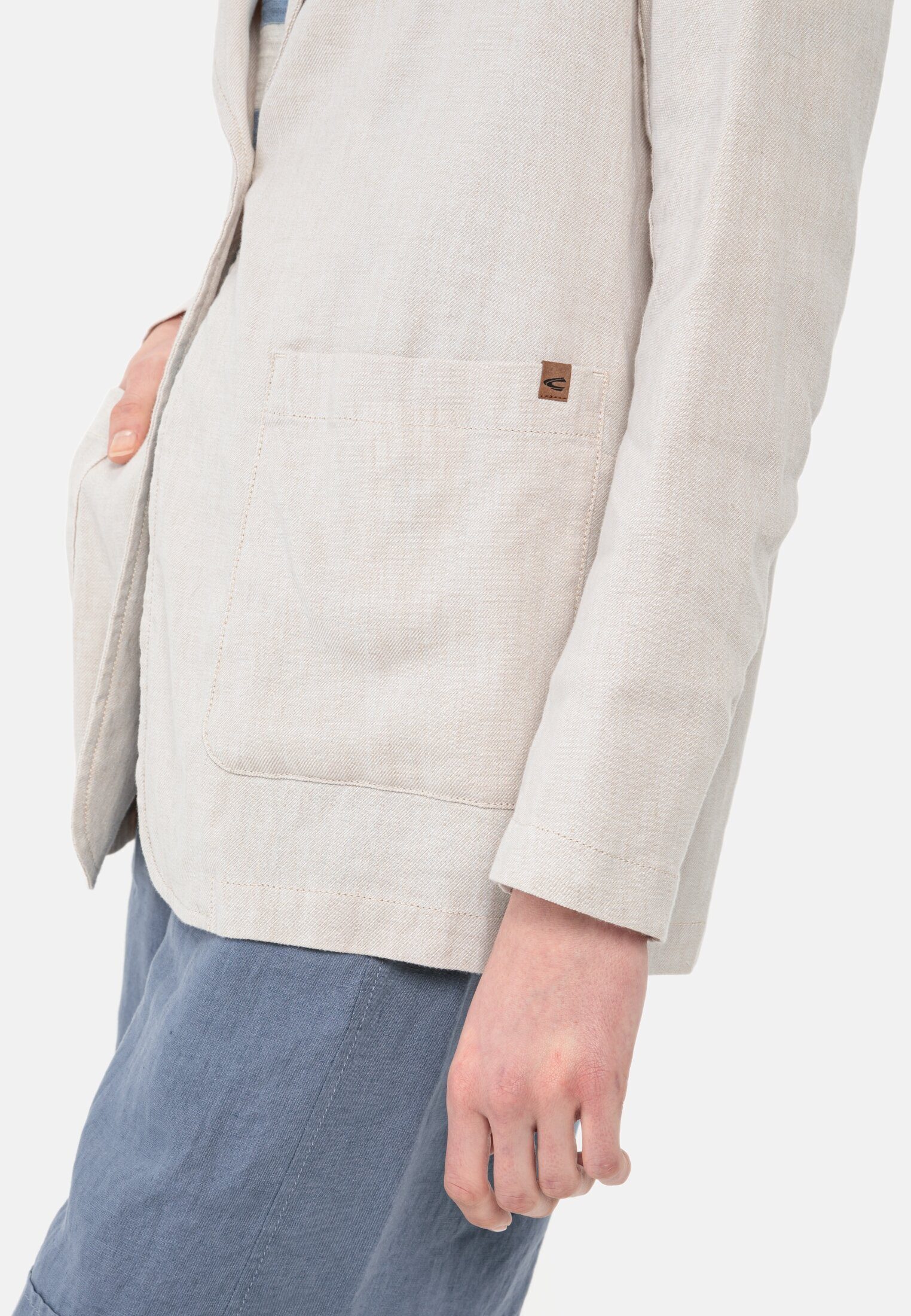 camel active Longblazer im Leinenmix Langarm Reverskragen mit Reverskragen