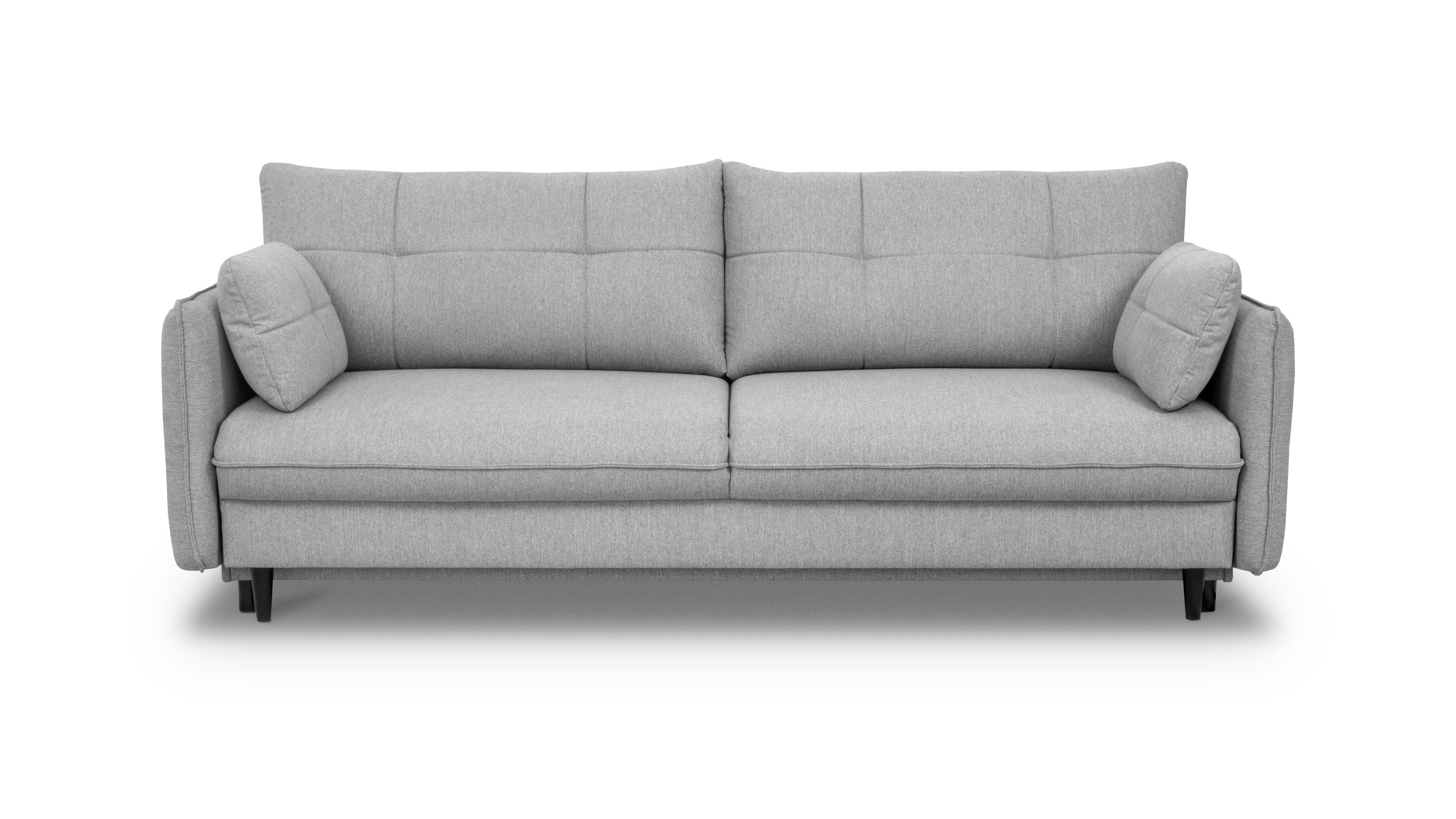Siblo 3-Sitzer Das Dreisitzer-Sofa Arria mit Schlaffunktion - elegantes Sofa - Bettzeugbehälter - bequemes Sofa - Wohnzimmer Grau
