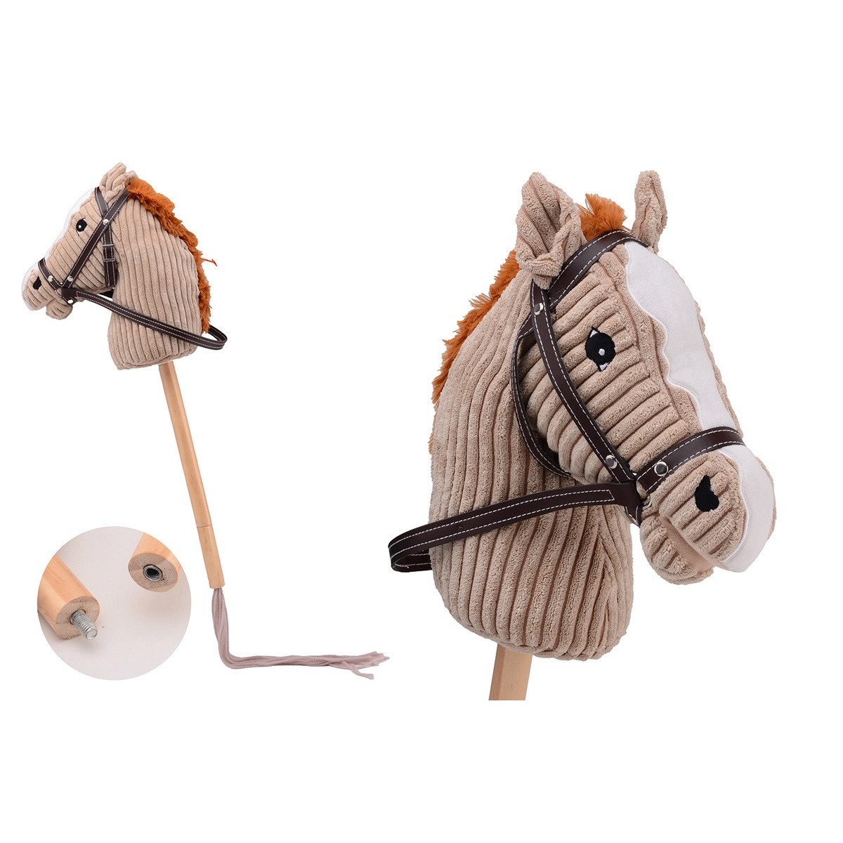 JOHNTOY Holly Horse Steckenpferd braun mit Sound und kurzem Stock