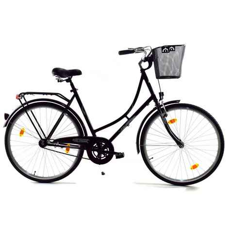 T&Y Trade Cityrad 28 ZOLL DAMEN CITY HOLLAND FAHRRAD BIKE Rad Rücktritt STVO Enur Schwar, 1 Gang, Rücktritt, Gepäckträger, Seitenständer, Korb