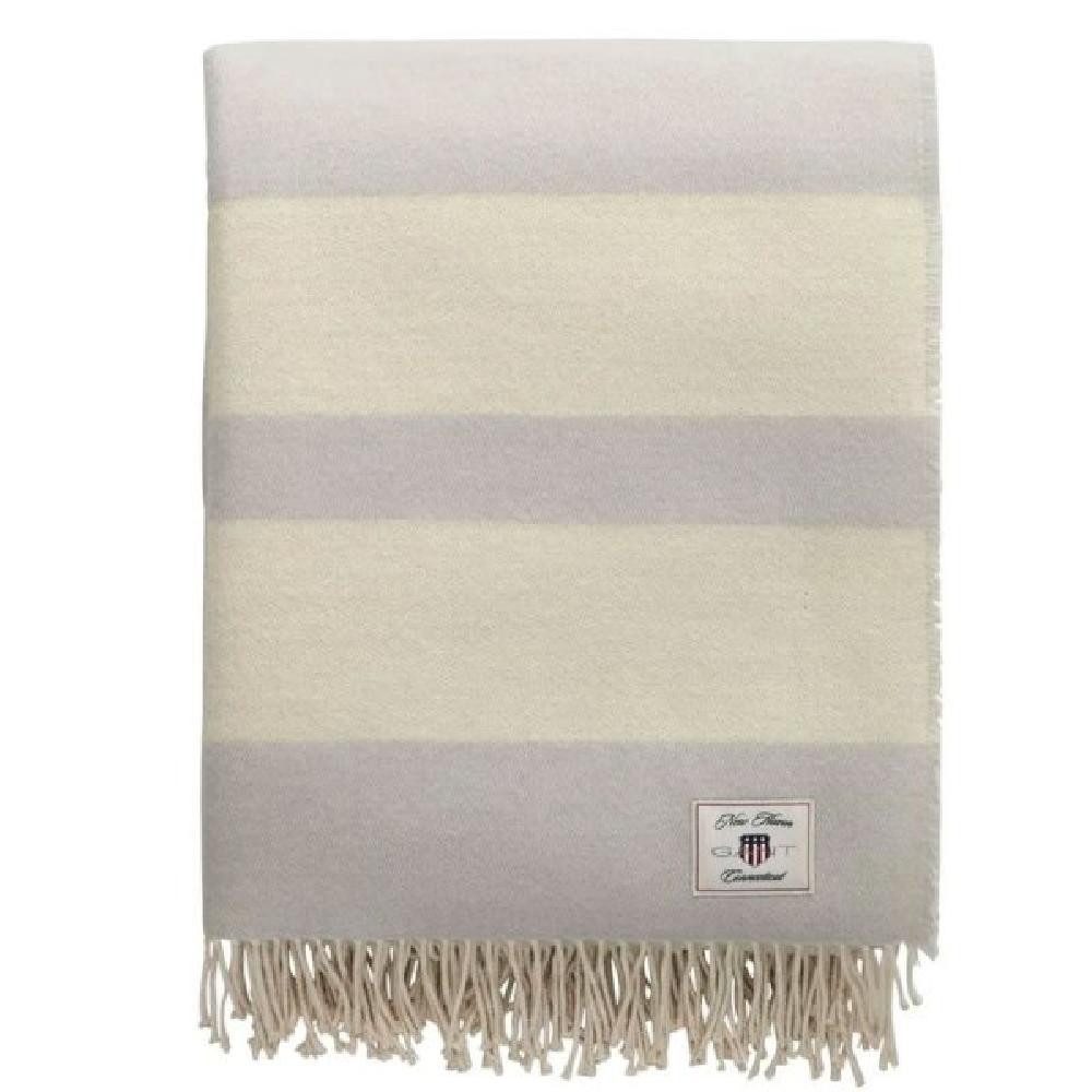 Wohndecke Gant Home Wolldecke Stripe Wool Throw Dark Khaki (130x180cm), Gant