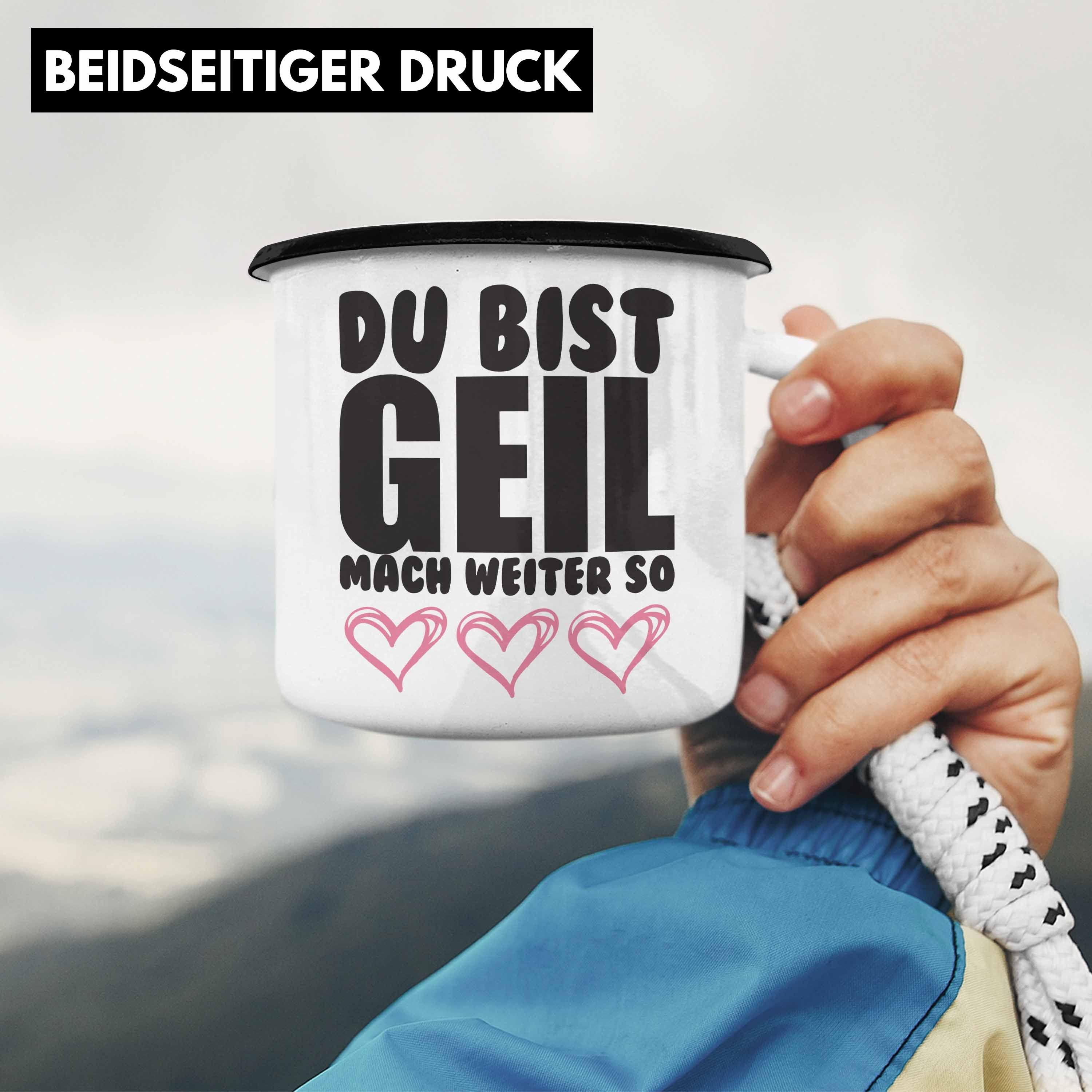 Emaille Schwarz Freundin Weiter - Tasse Trendation Geil Mach Beste - Du Bist mit So Thermotasse Trendation Kollege Geschenk Spruch Lustige