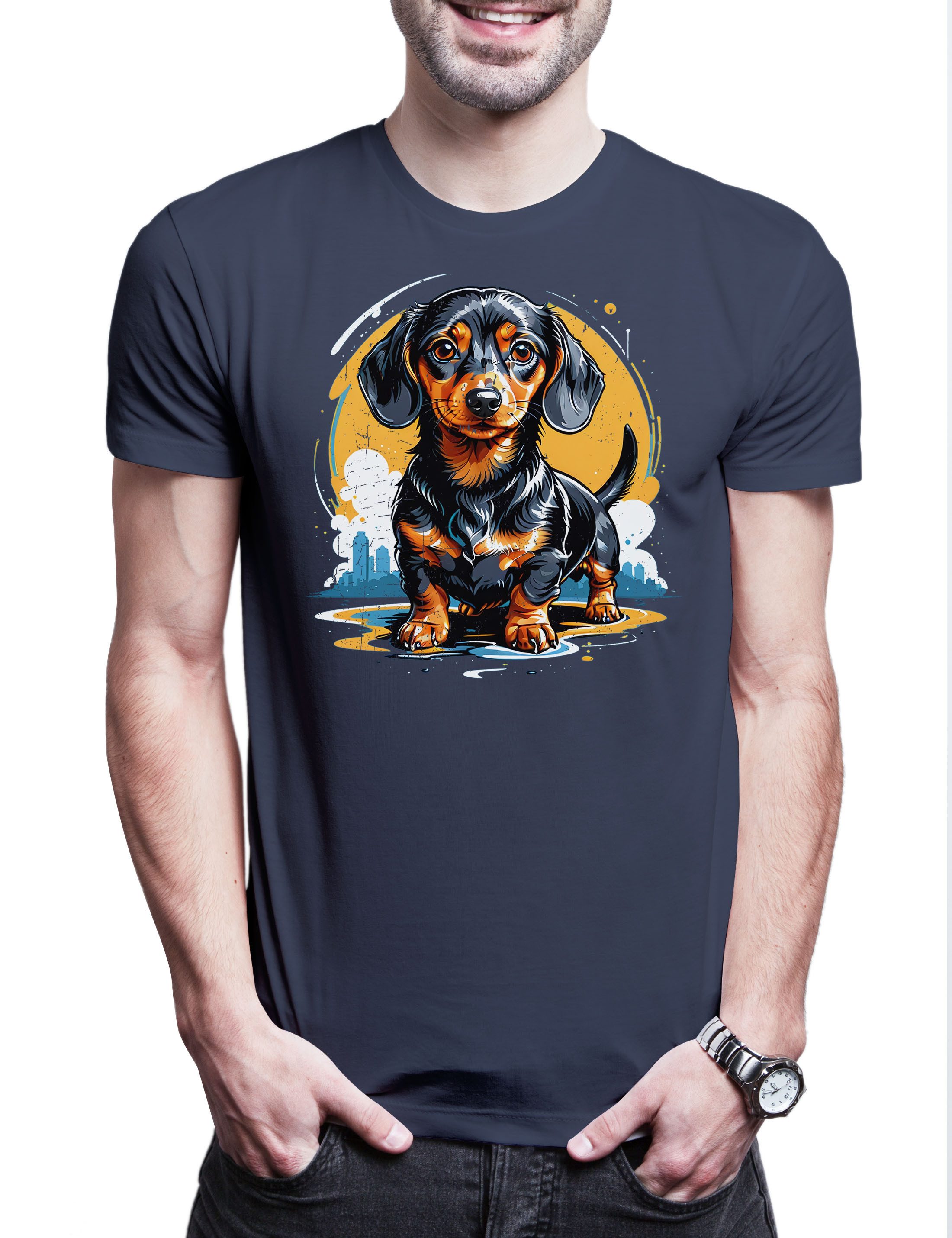 Print-Shirt Sweet Dackel Art Herren T-Shirt Dachshund Teckel Hund Dog Kurzhaar