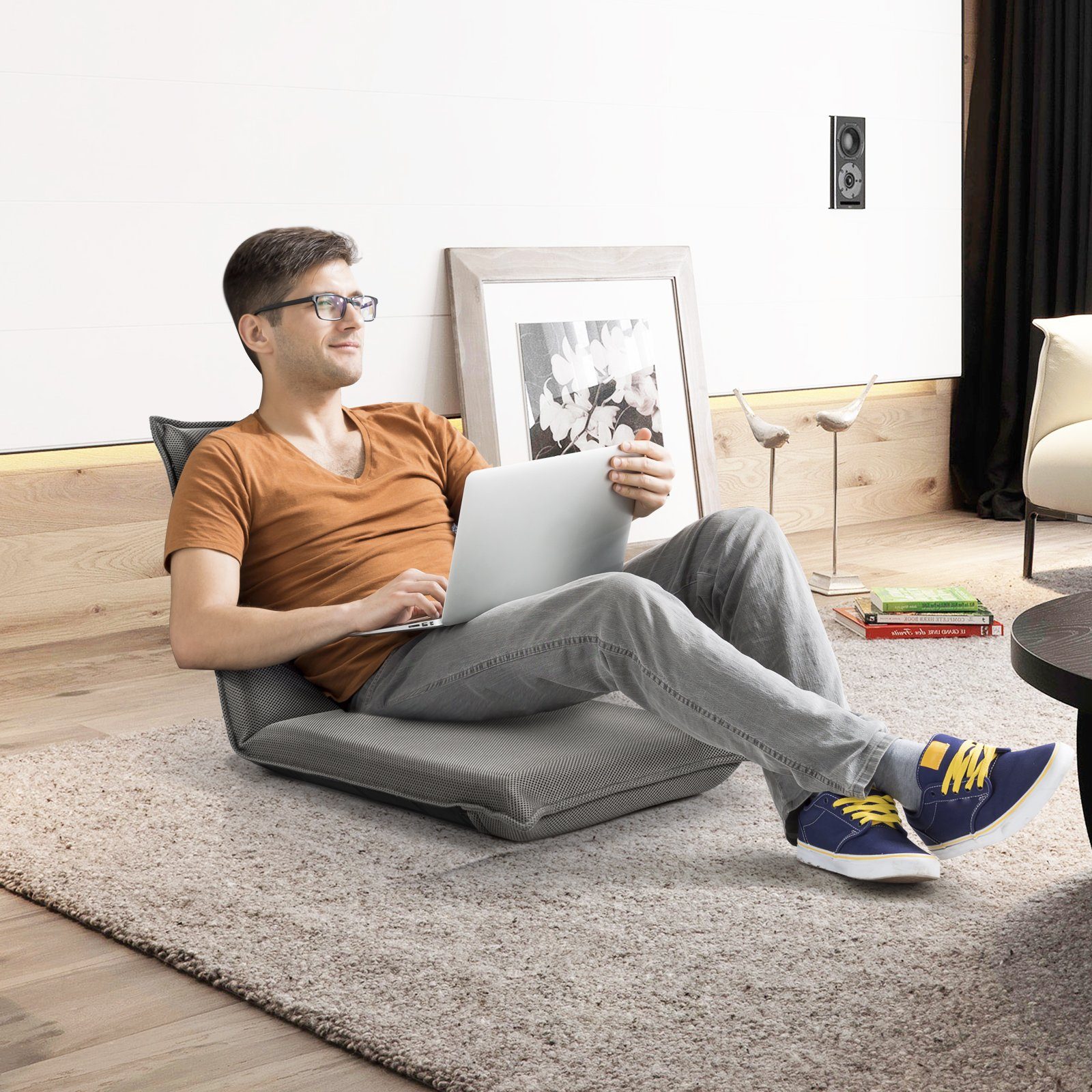 COSTWAY Relaxsessel Bodenstuhl, mit 6-stufig Verstellbarer günstig online kaufen