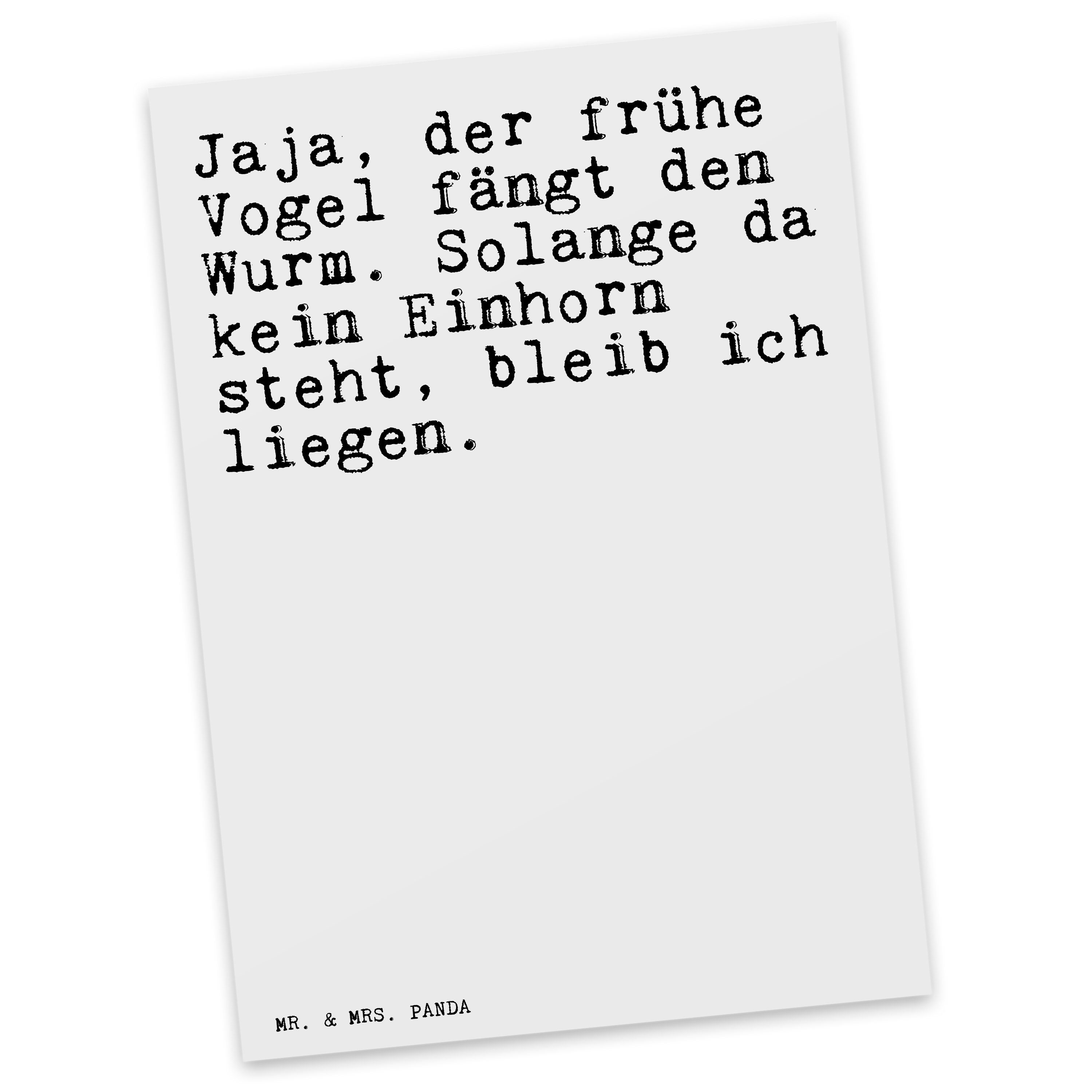 Vogel... & Postkarte Mr. der frühe - Unicorn, Geschenk, Weiß Jaja, Mrs. - Einhörne Panda Spruch,